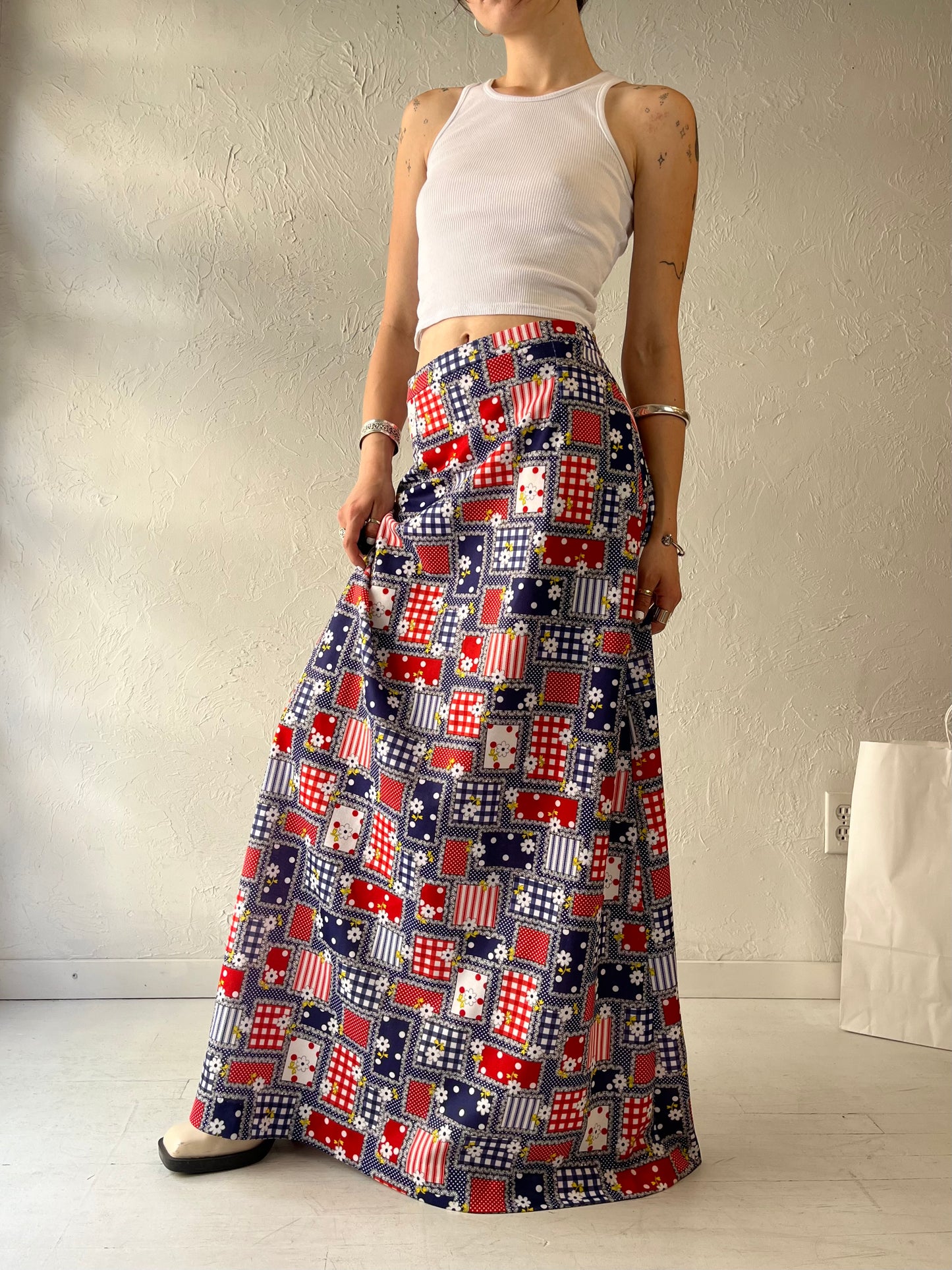 70s Handmade Maxi Skirt / Small