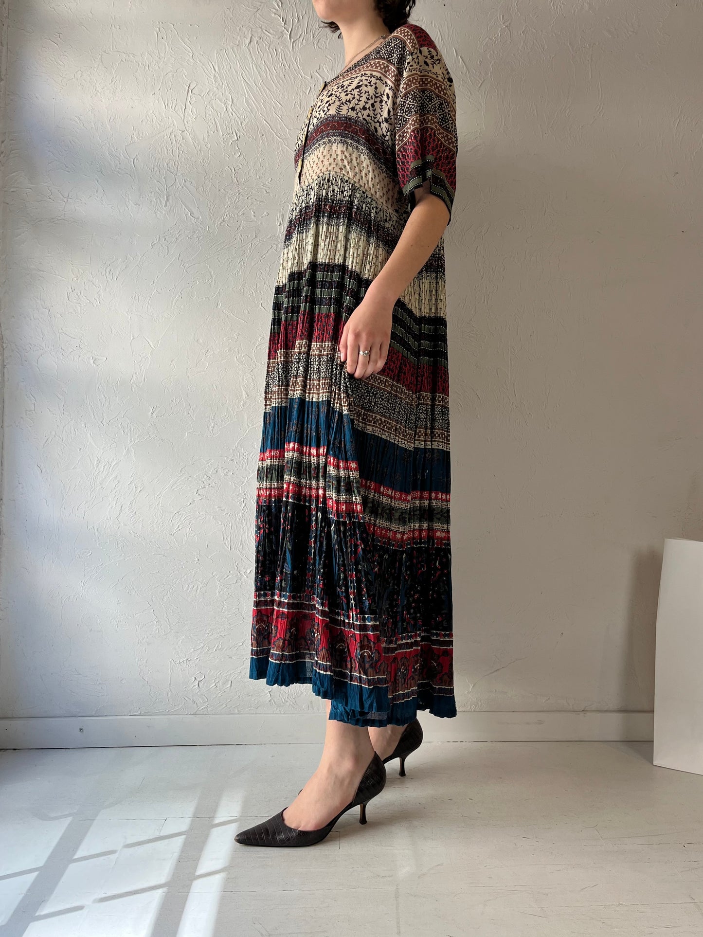90s 'Erika Taylor' Cotton Maxi Dress / Medium