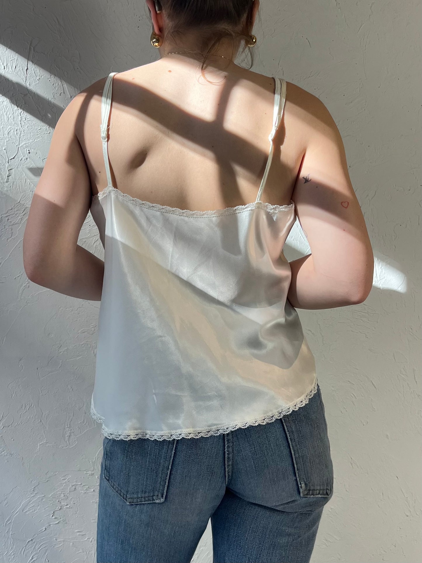 70s White Union Made Lacey Tank Top / Medium