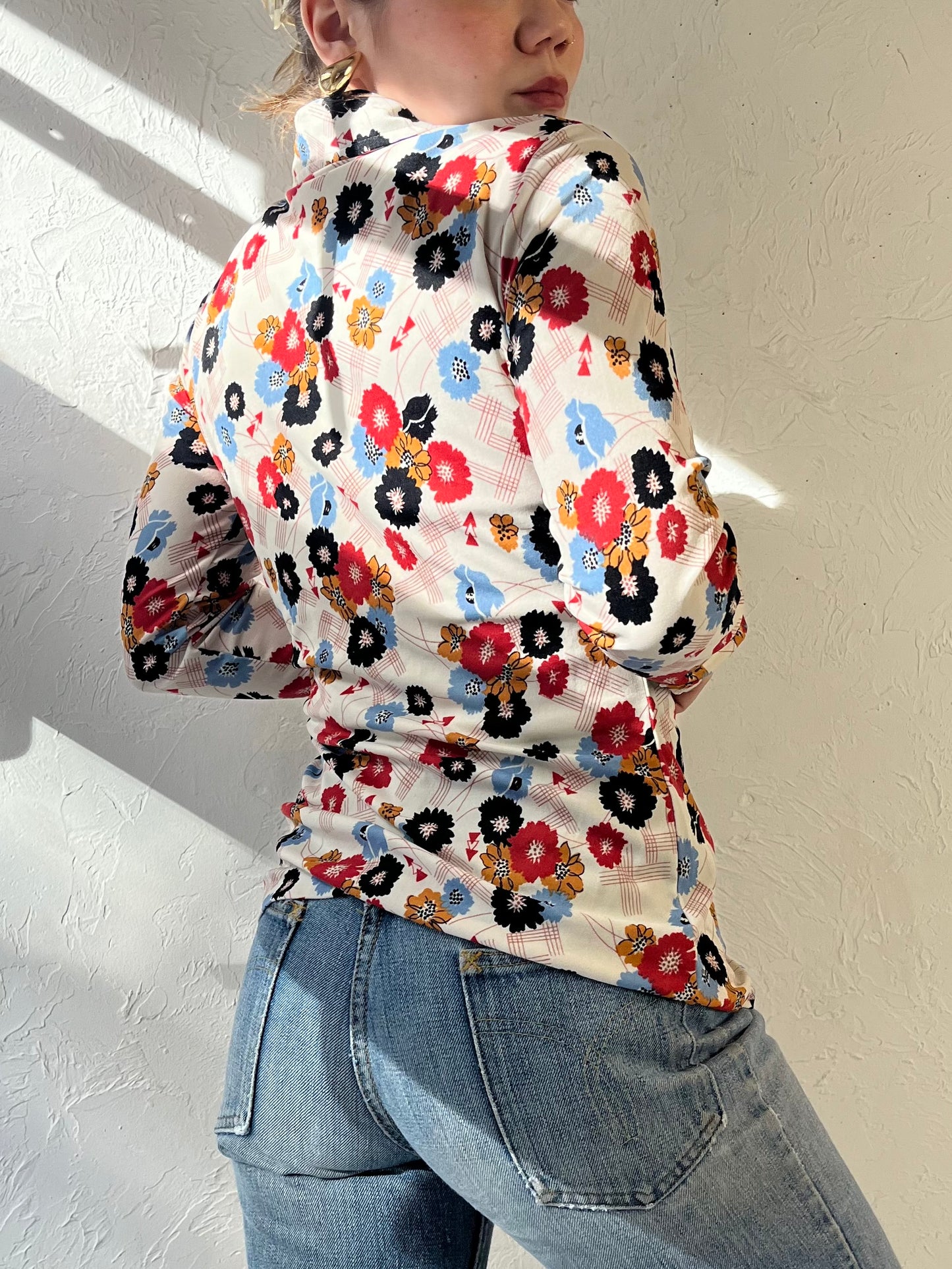 70s ‘Hukap’ Floral Button Up Blouse / Small