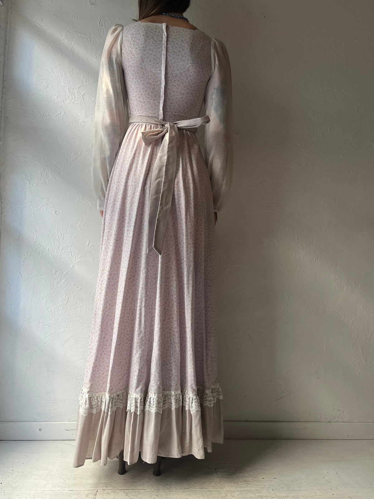 70s 'Shamash & Yofi Gunne Sax' Floral Long Sleeve Peasant Hippie Boho Maxi Dress / Small