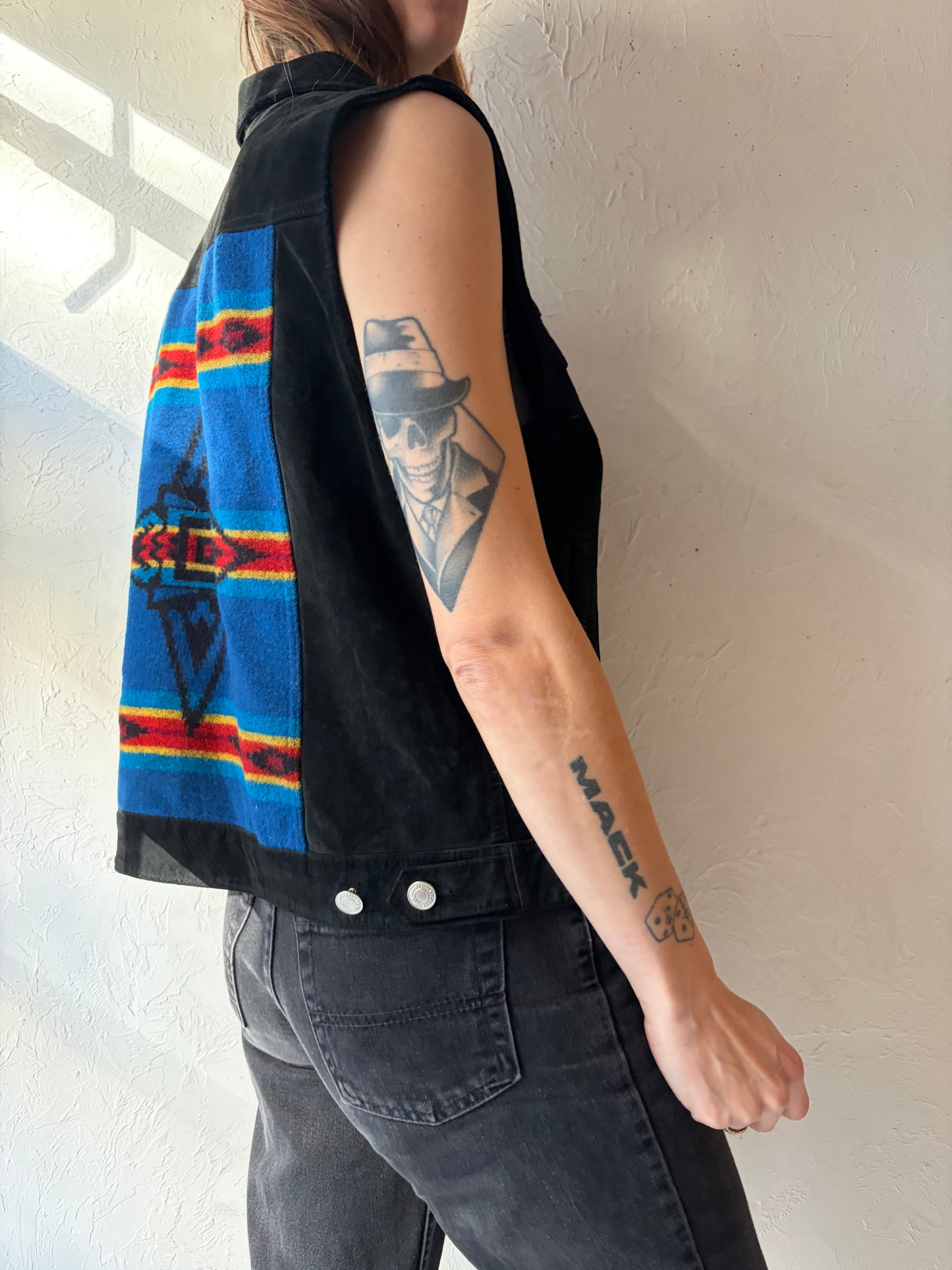 Vintage 'Pendleton' Black Suede Leather Vest / Medium
