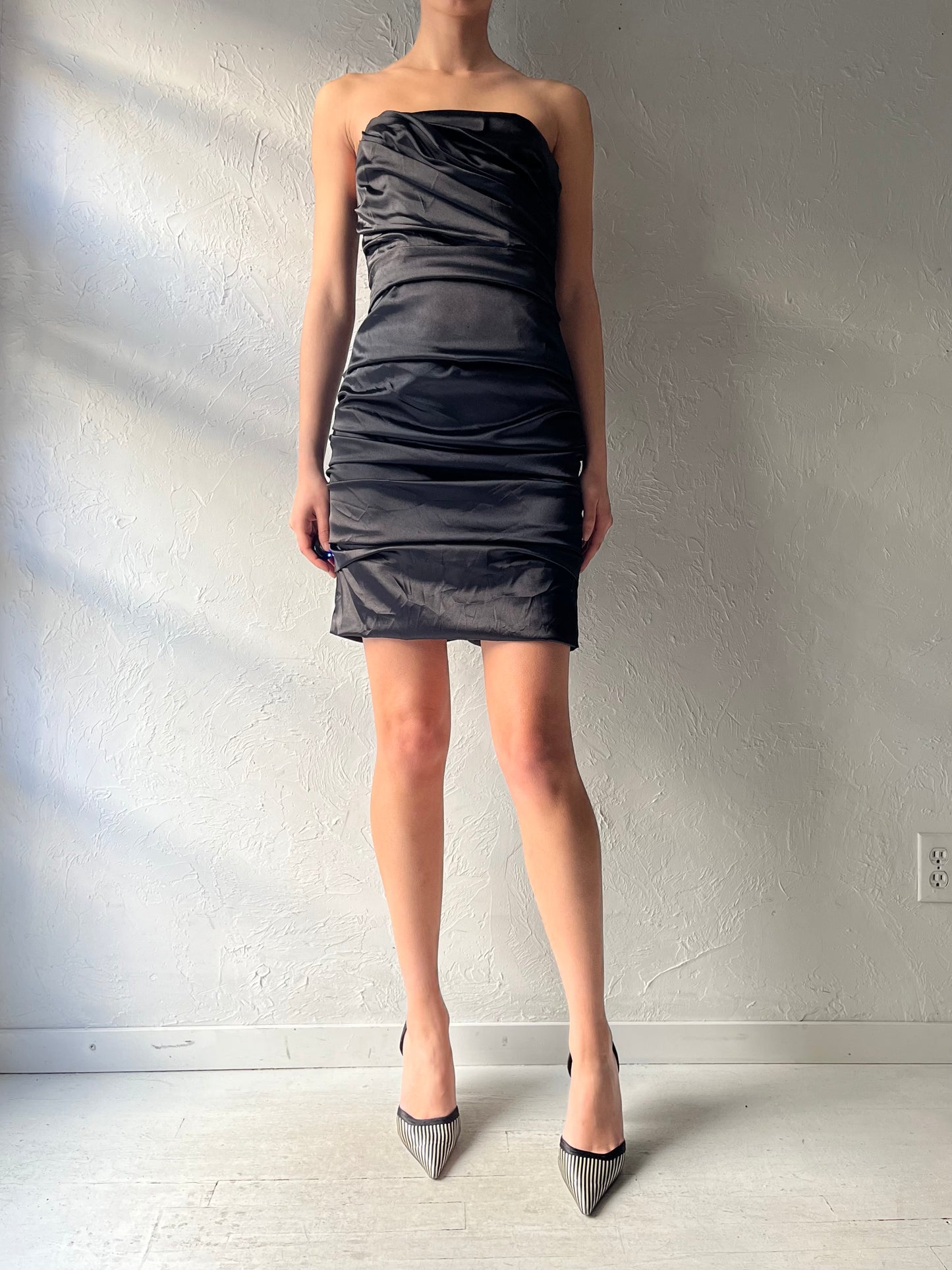 Y2k 'Le Chateau' Black Formal Mini Party Dress / Vintage 2000s Cocktail Dress /Small