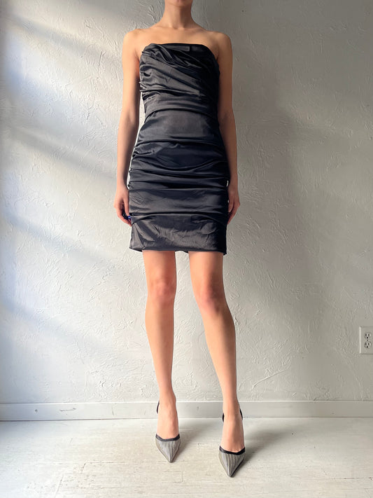 Y2k 'Le Chateau' Black Formal Mini Party Dress / Vintage 2000s Cocktail Dress /Small