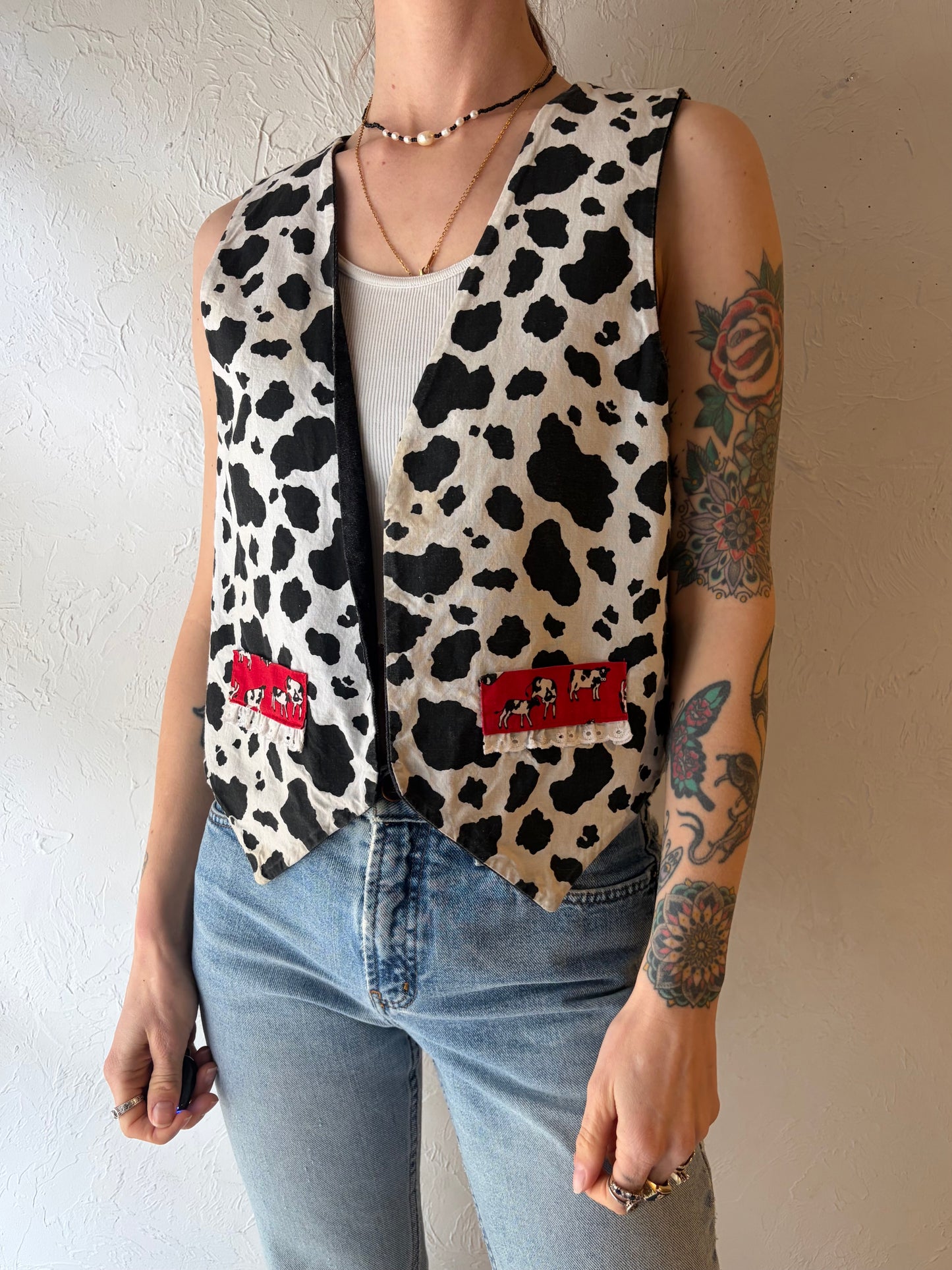 Vintage Handmade Cow Vest / Medium