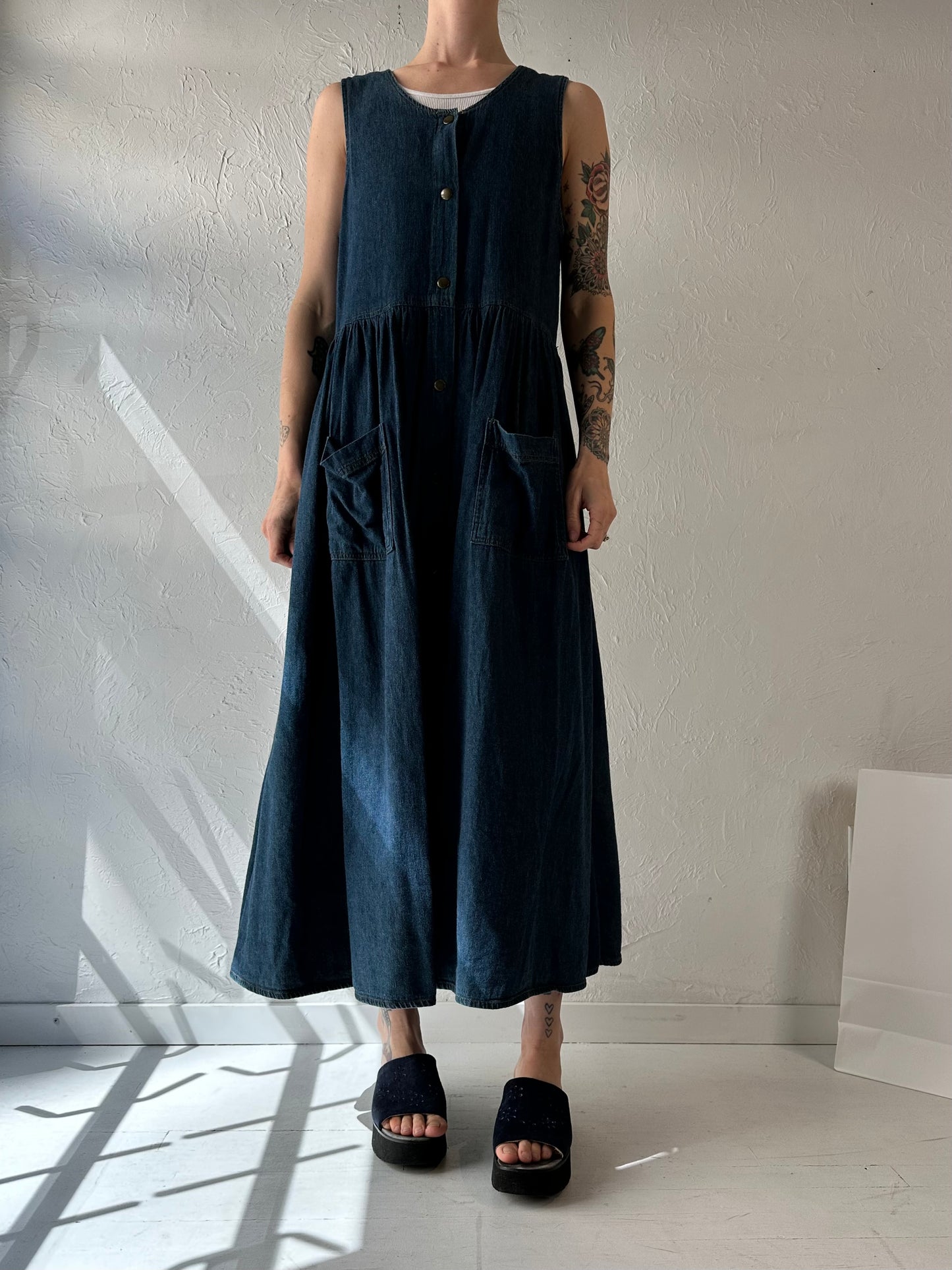 90s 'Moda Intl' Denim Dress / Medium