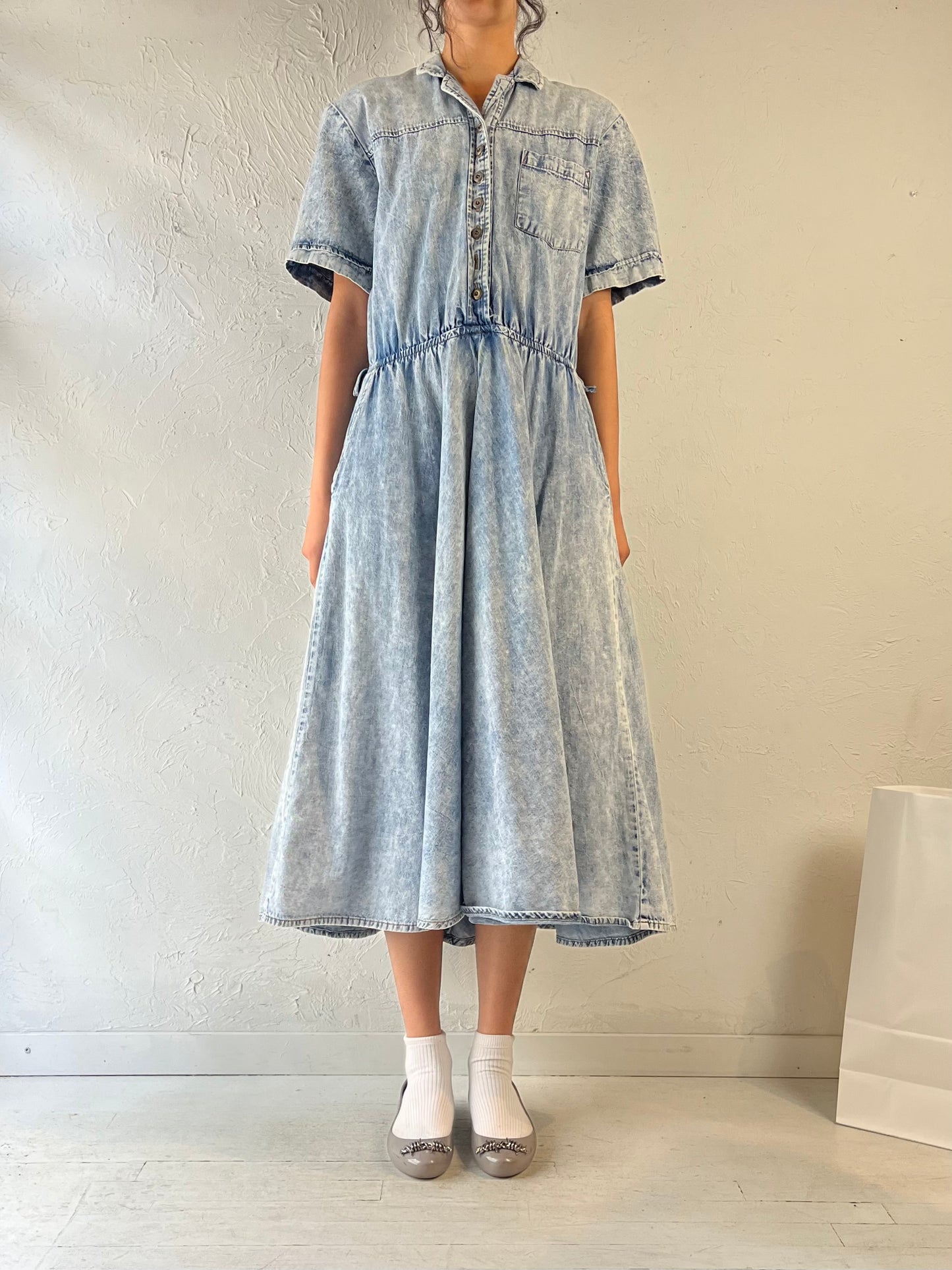90s ‘Two Roads’ Denim Dress / Medium
