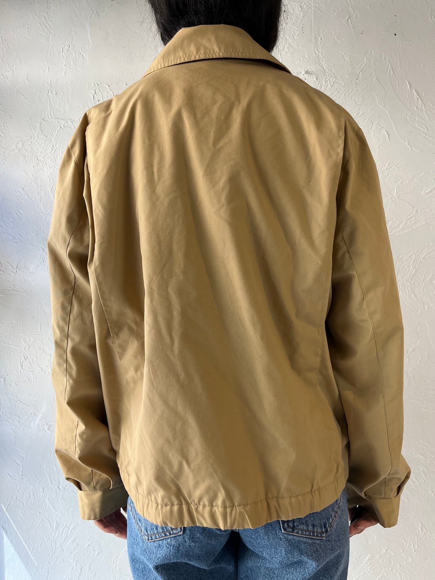 90s 'Bay' Beige Zip Up Sport Jacket / Large