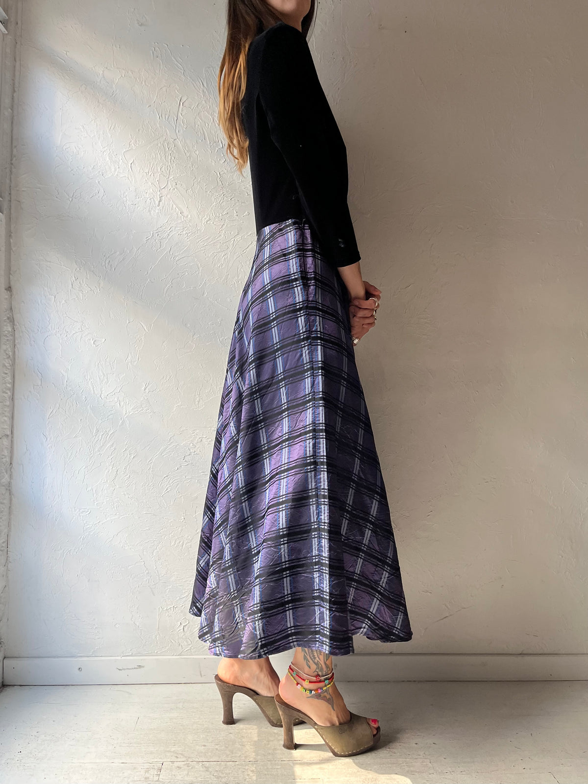 90s 'Cold Water Creek' Plaid Dark Academia Winter Holiday Party Vintage Dress / Medium