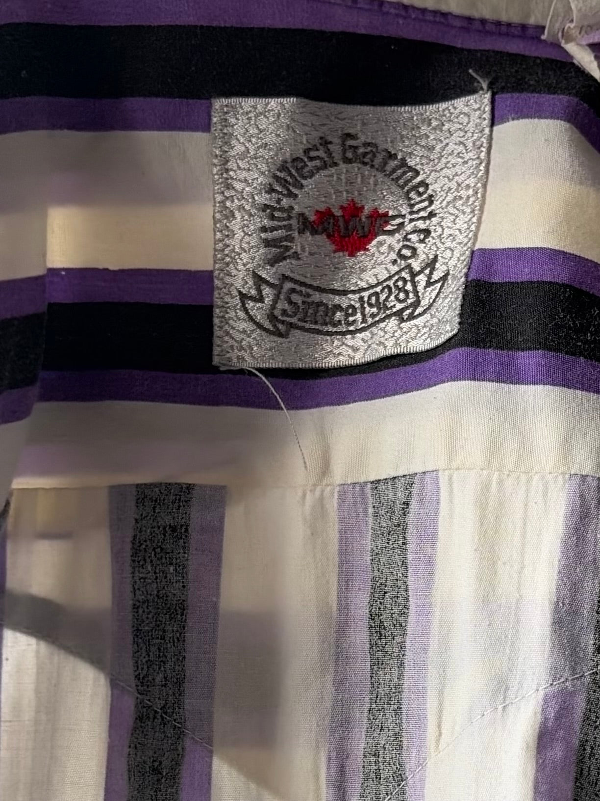 Vintage 'MWM' Purple Striped Cotton Western Shirt / Medium
