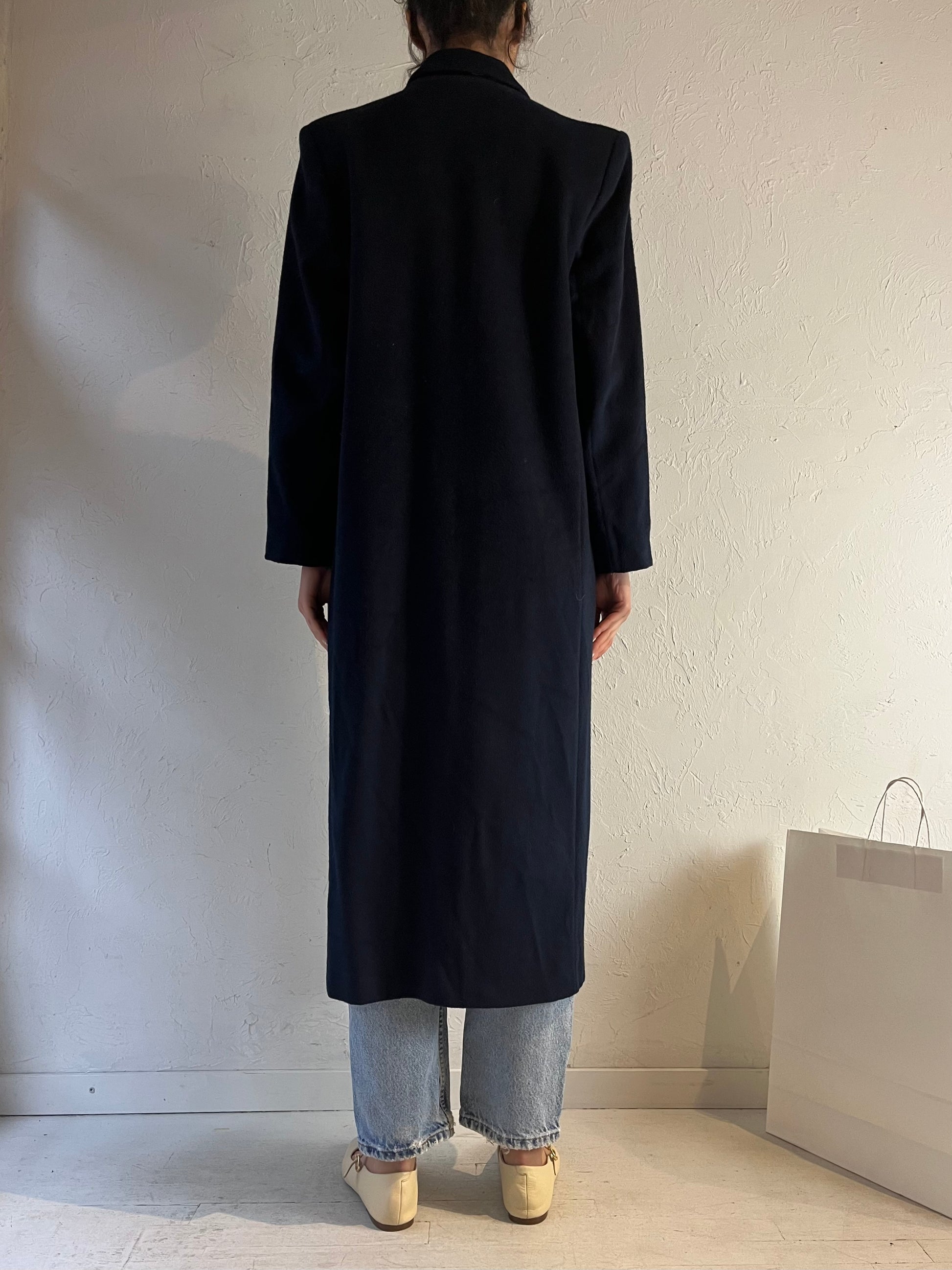 80s ‘Kirsten Blake’ Navy Blue Wool Coat / Union Made / Large