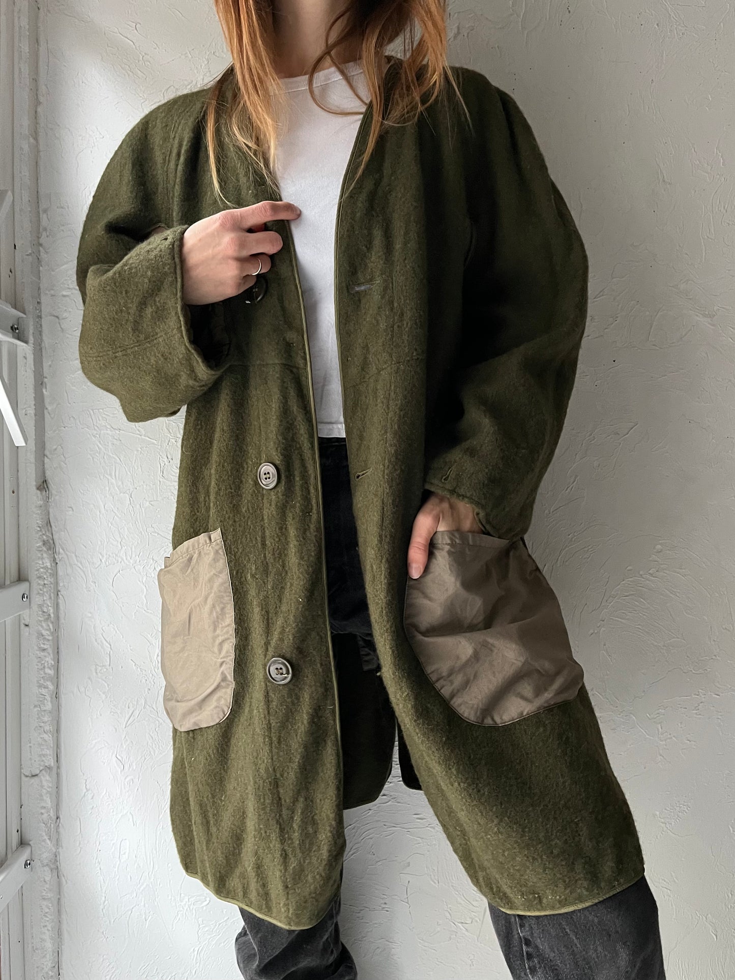 Vintage Authentic Wool Army Liner Jacket / Medium