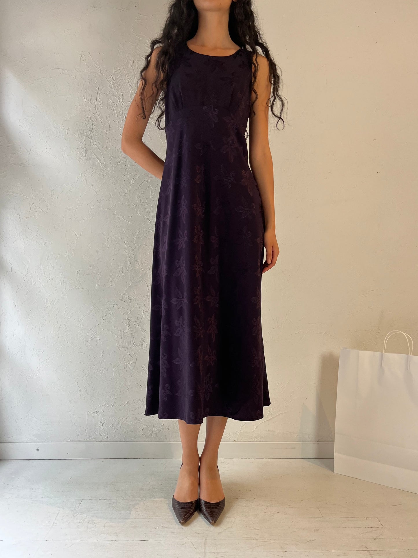 90s 'Maurices' Dark Purple Evening Dress / Small - Medium