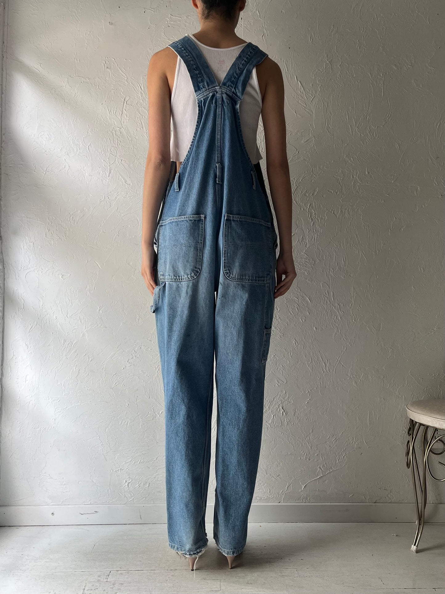 90s 'Nevada' Thick Denim Work Wear Overalls / Large