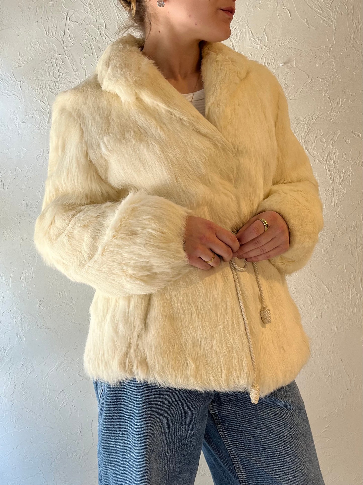 Vintage 'Jaques Aran' White Fur Jacket / Small