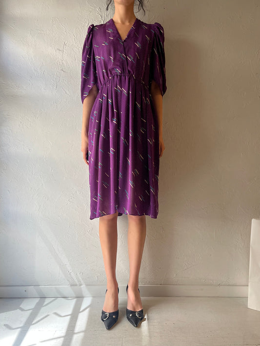 80s ‘James West’ Purple Midi Dress / Medium