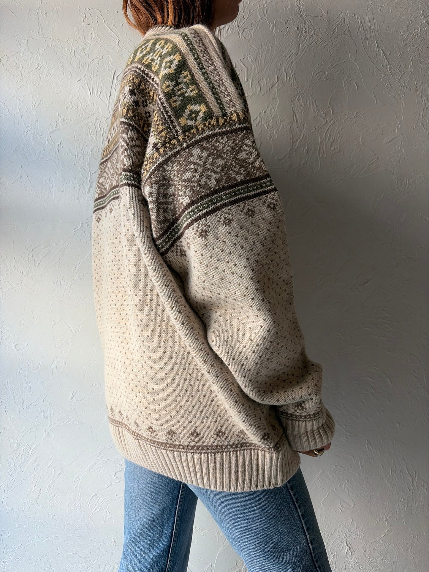 90s 'Tundra' Fair Isle Style Sweater / Large