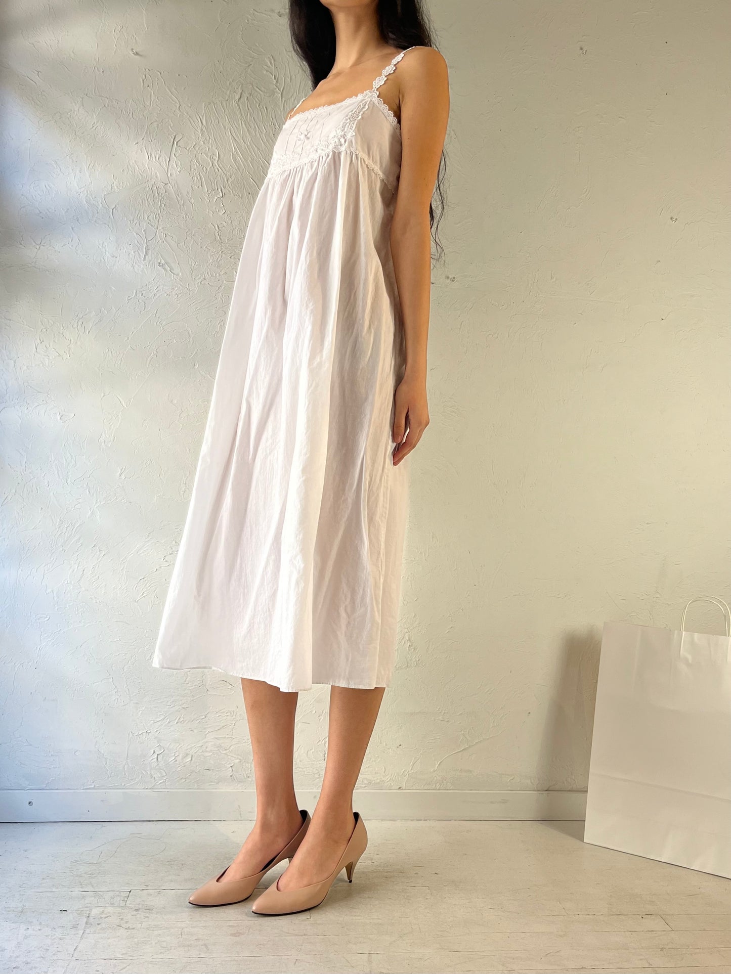 90s ‘Chaslyn’ White Cotton Dress / Medium