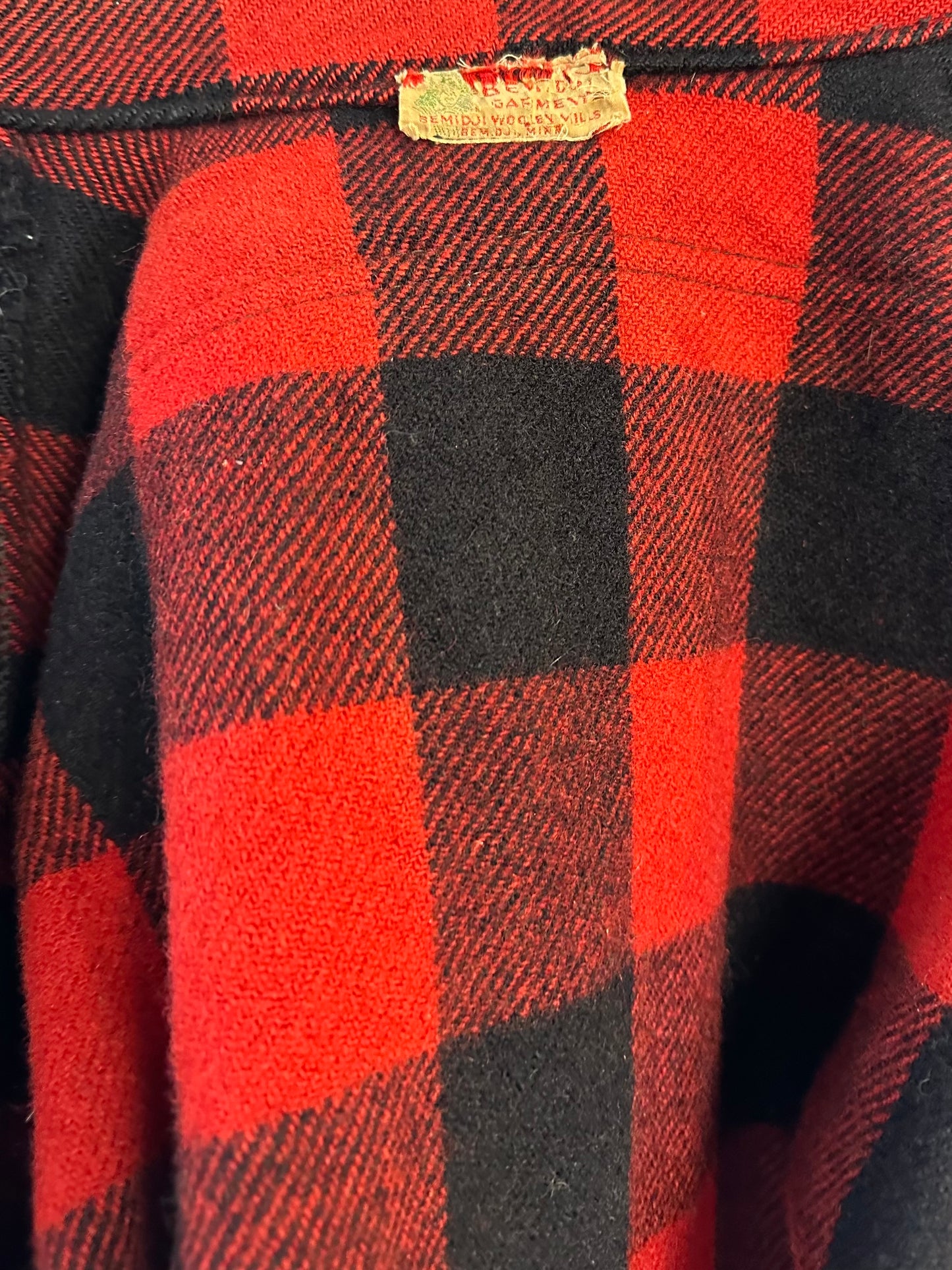 70s 'Bemidji' Red Wool Plaid Flannel Shirt / Medium