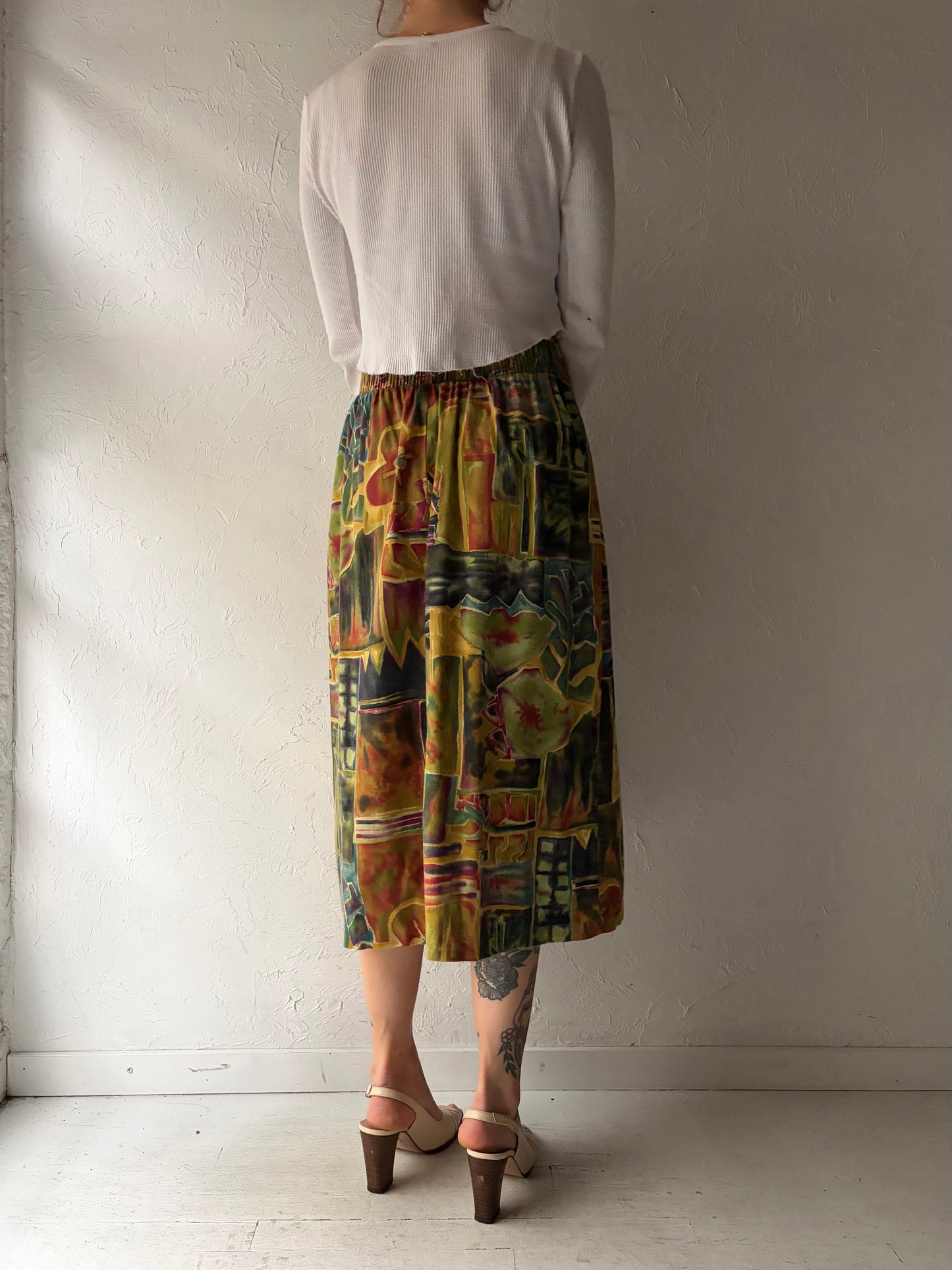90s 'Norton McNaughton' Abstract Rayon Skirt / Medium