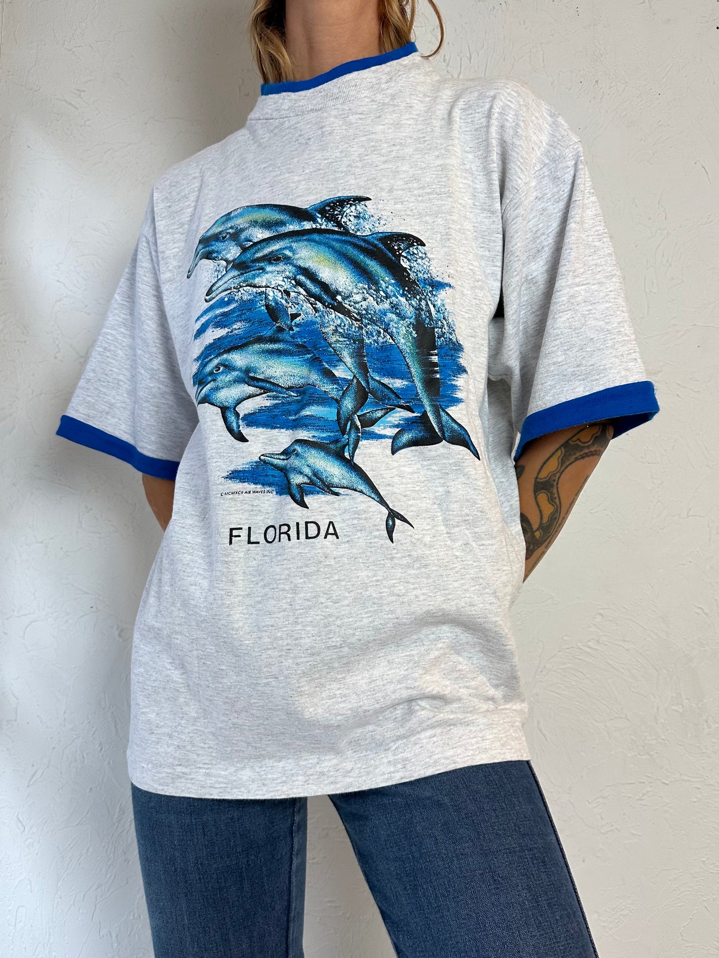 90s 'Bay Bridge' Florida Dolphin T Shirt / Large