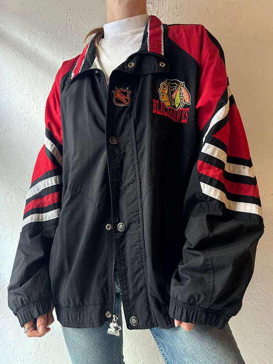 90s 'Chicago Blackhawks' Starter Jacket / Large