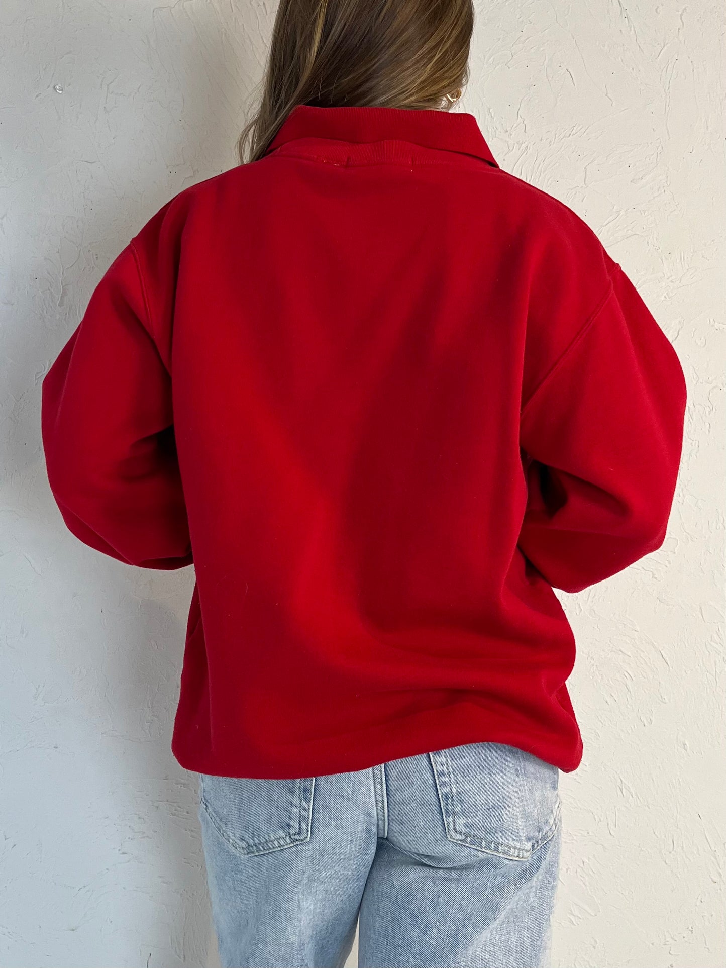 90s ‘Giorgio’ Red Collared Sweatshirt / Medium