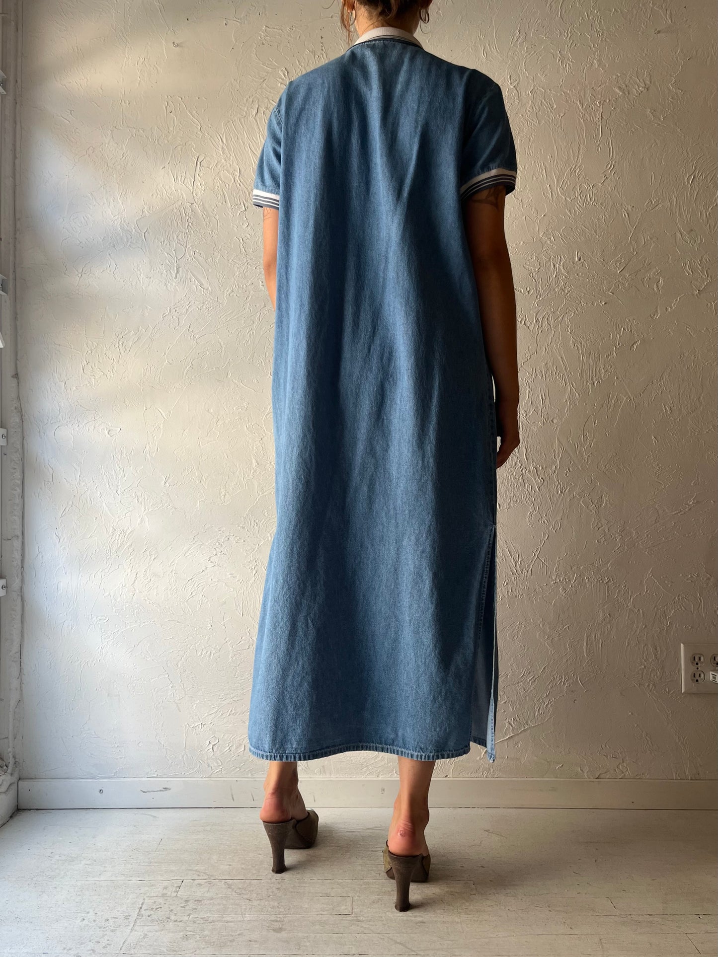 Y2k 'True Blue' Denim Western Cottagecore Maxi Dress / XL