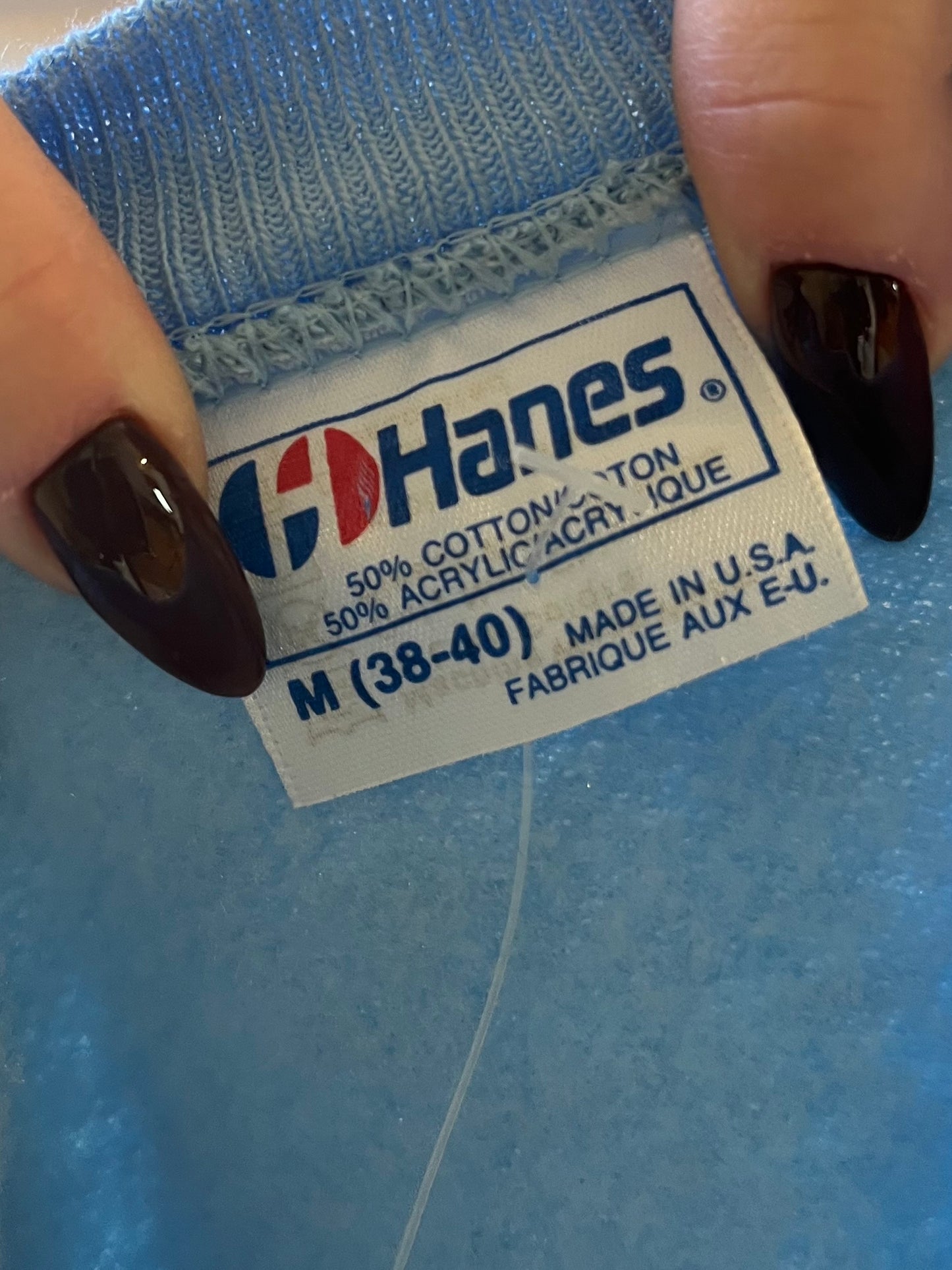 90s ‘Hanes’ Bike It Blue Crew Neck Sweatshirt / Medium