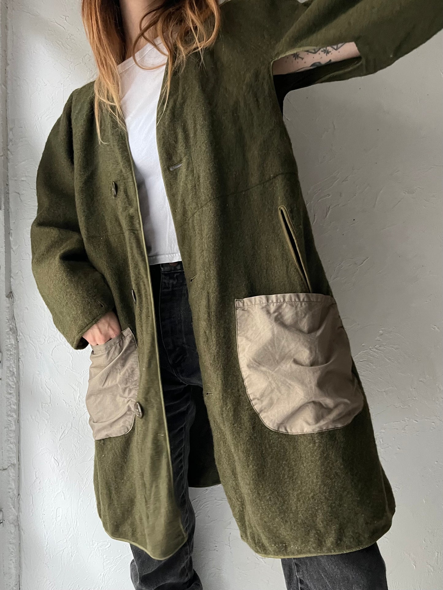 Vintage Authentic Wool Army Liner Jacket / Medium