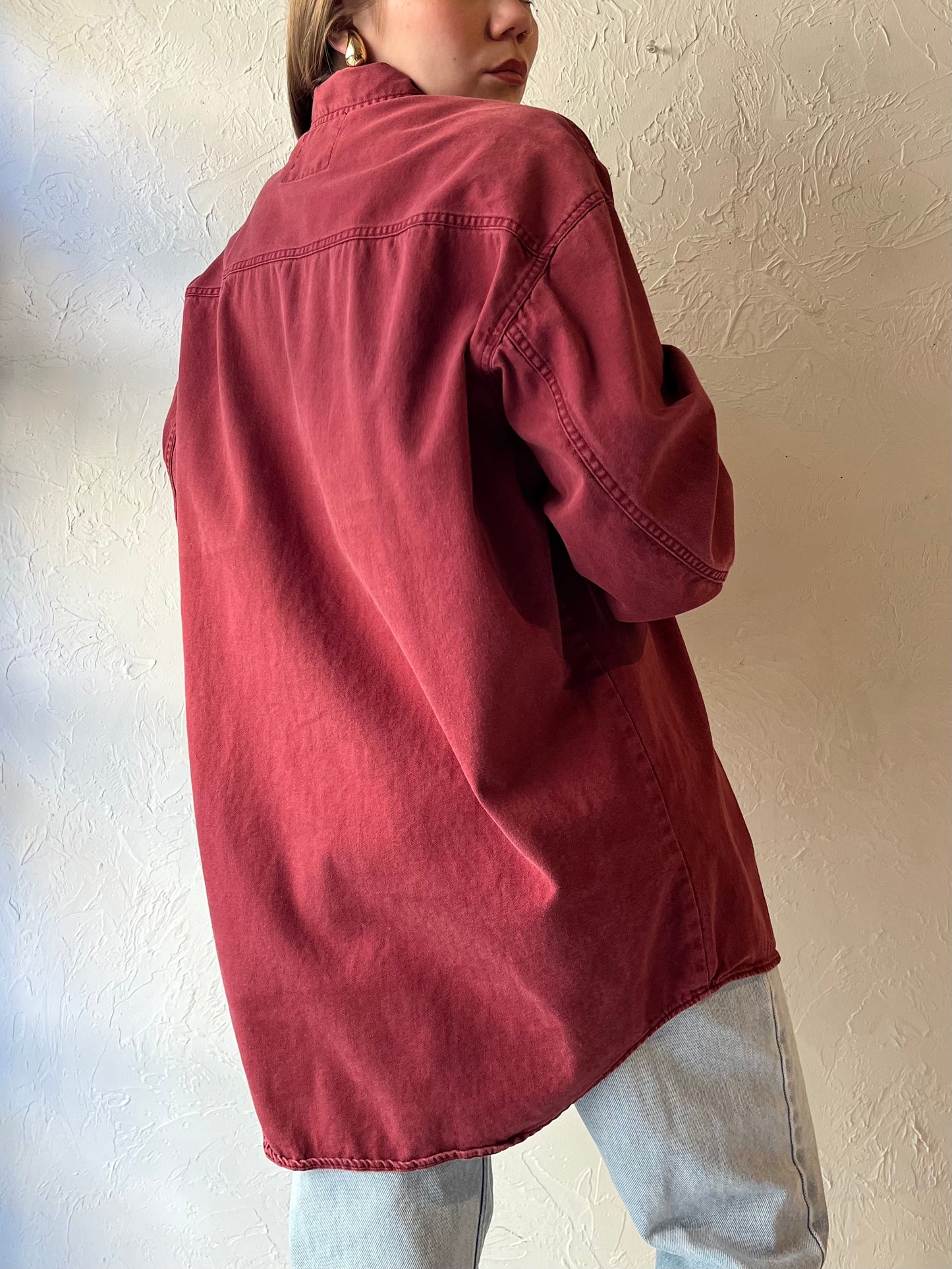 Y2K ‘Levi’s’ Burgundy Button Up Cotton Shirt / Medium