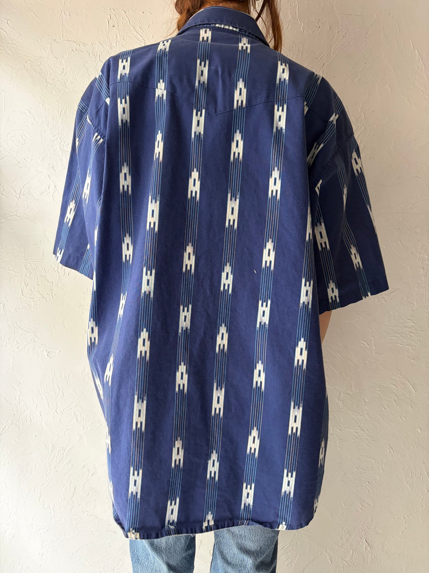 90s 'Wrangler' Western Short Sleeve Snap Up Shirt / Large