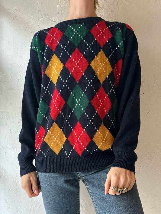 90s ‘Alfred Dunner’ Navy Blue Knit Sweater /  XL