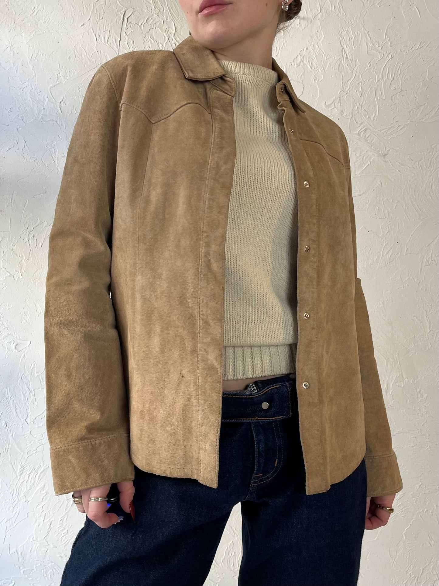 Y2K ‘For Joseph’ Snap Up Tan Suede Jacket / Medium