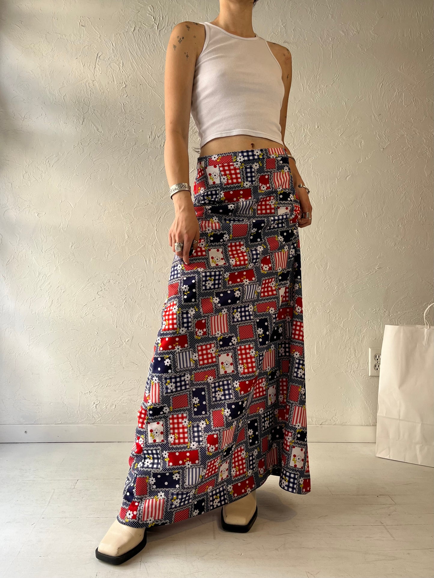 70s Handmade Maxi Skirt / Small