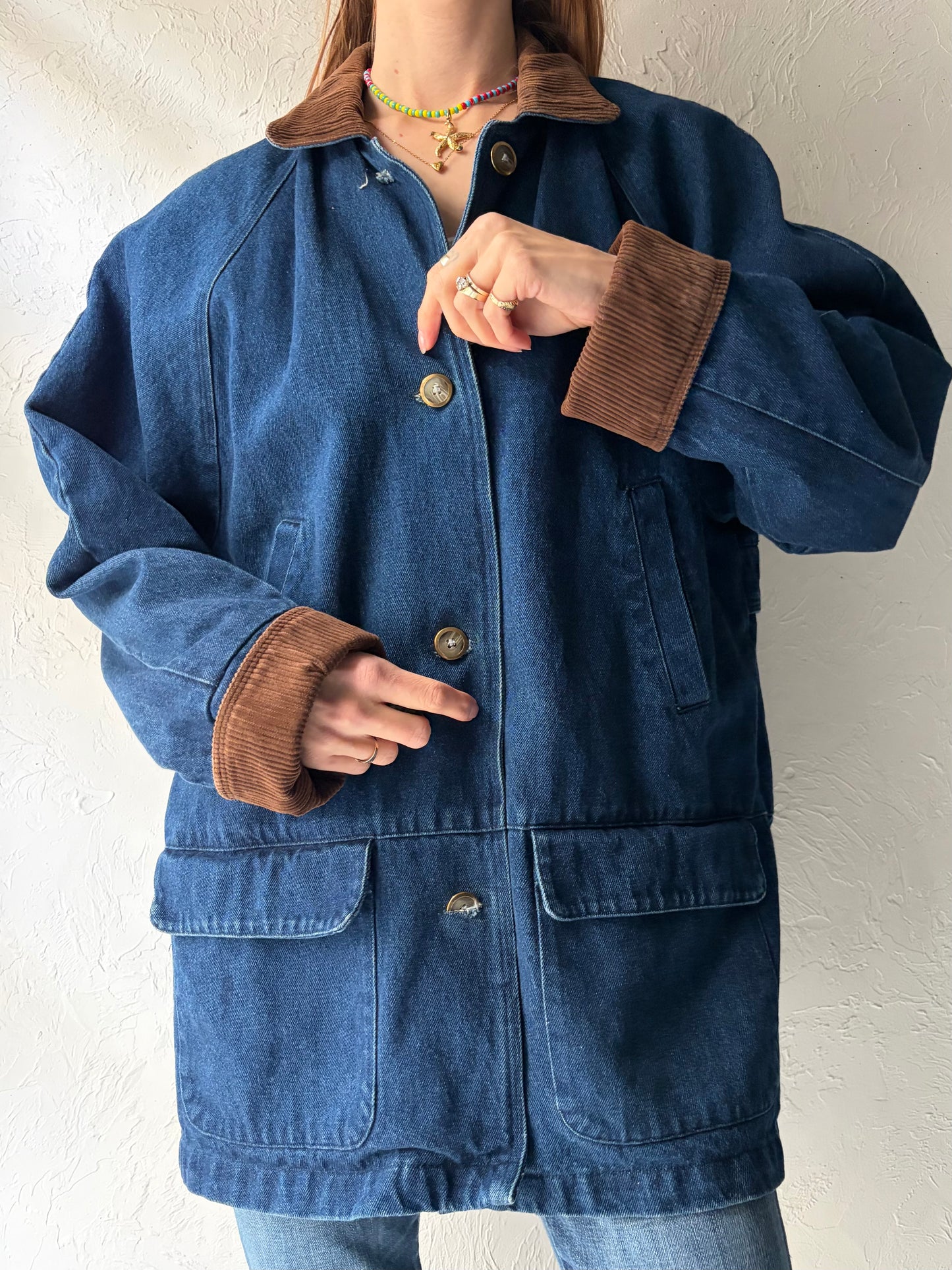 90s 'Basic Editions' Denim Chore Barn Jacket / Small