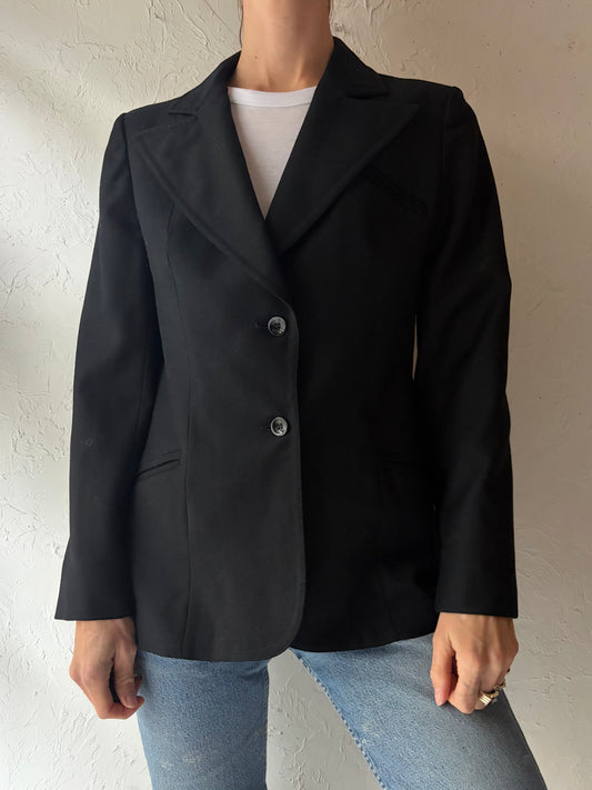 70s 'Vernon' Vintage Black Wool Formal Blazer Jacket / Union Made / Small