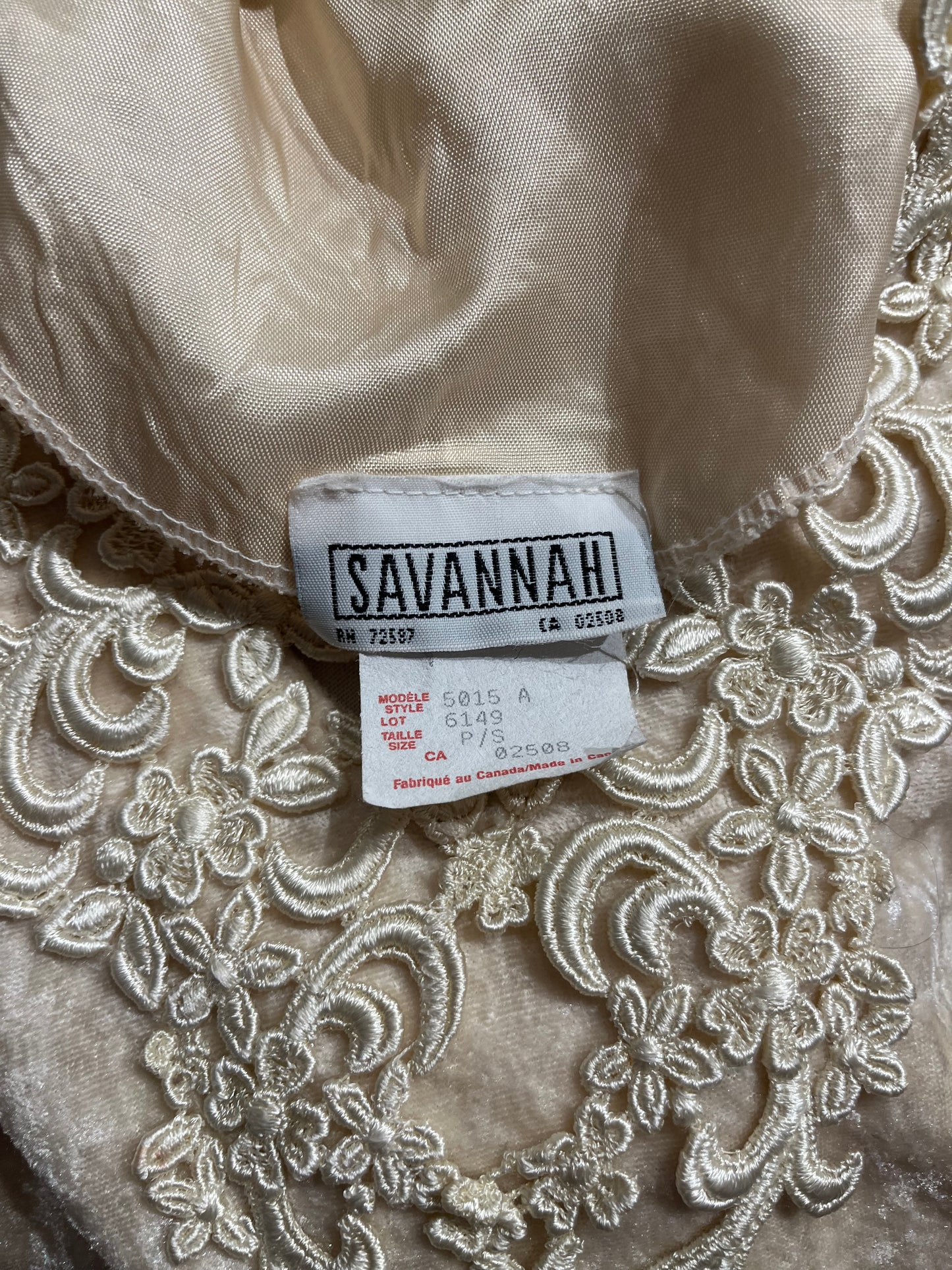 90s ‘Savanah’ Cream Velvet Midi Dress / Small