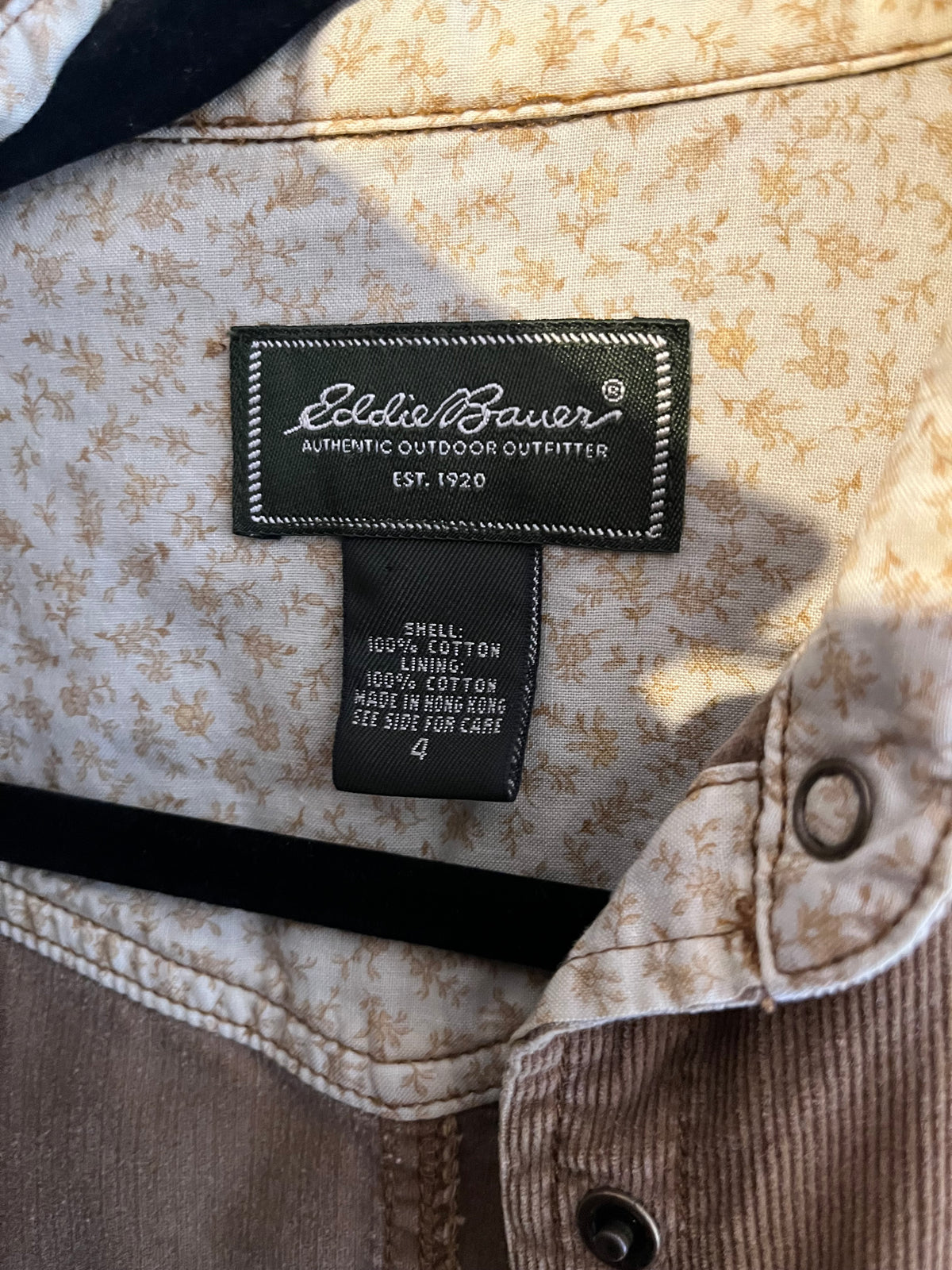 90s 'Eddie Bauer' Tan Corduroy  Western Cottagecore Fall Maxi Shirt Dress / Small