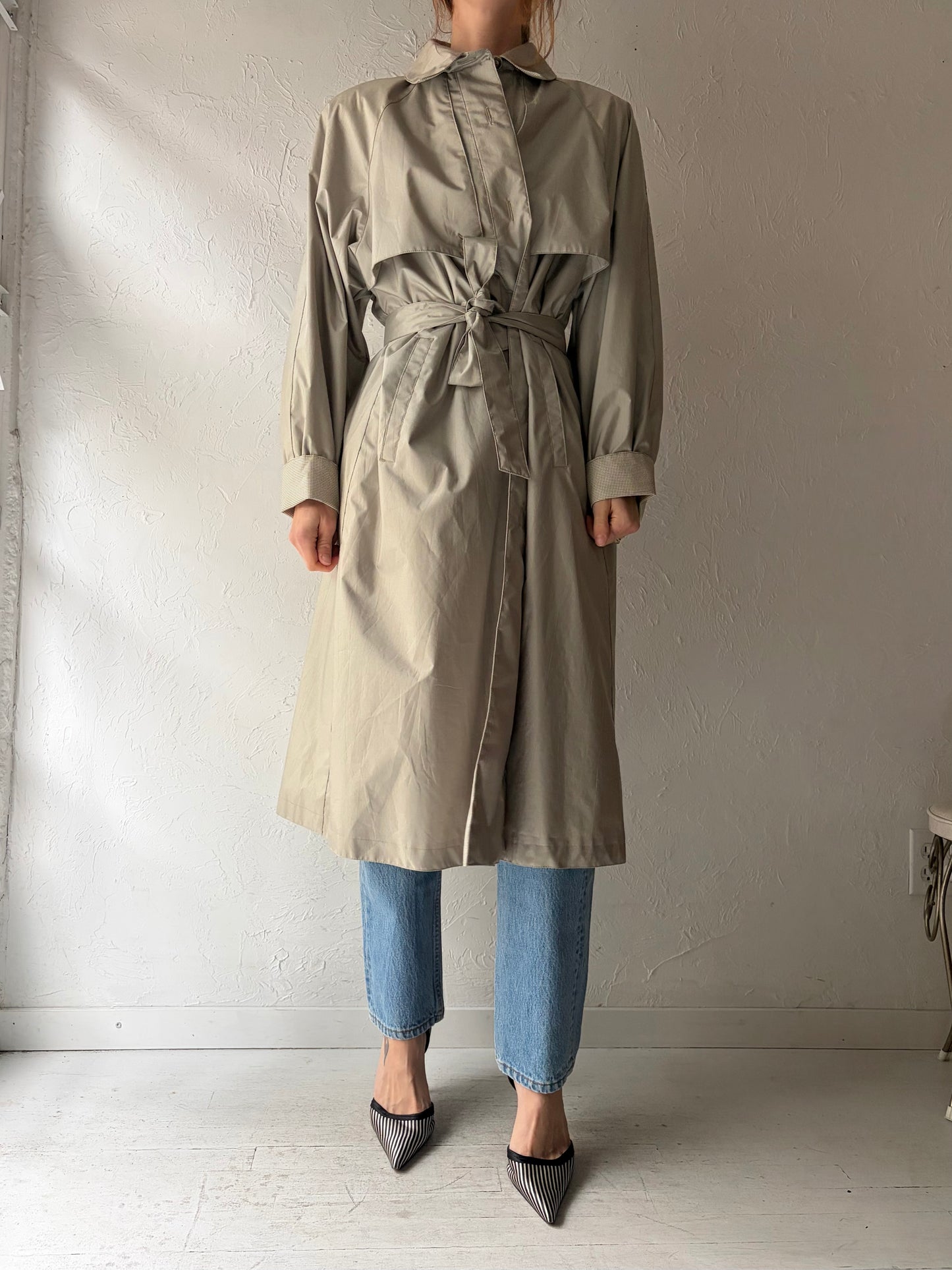 90s 'Fleet Street' Taupe Trench Coat / Small