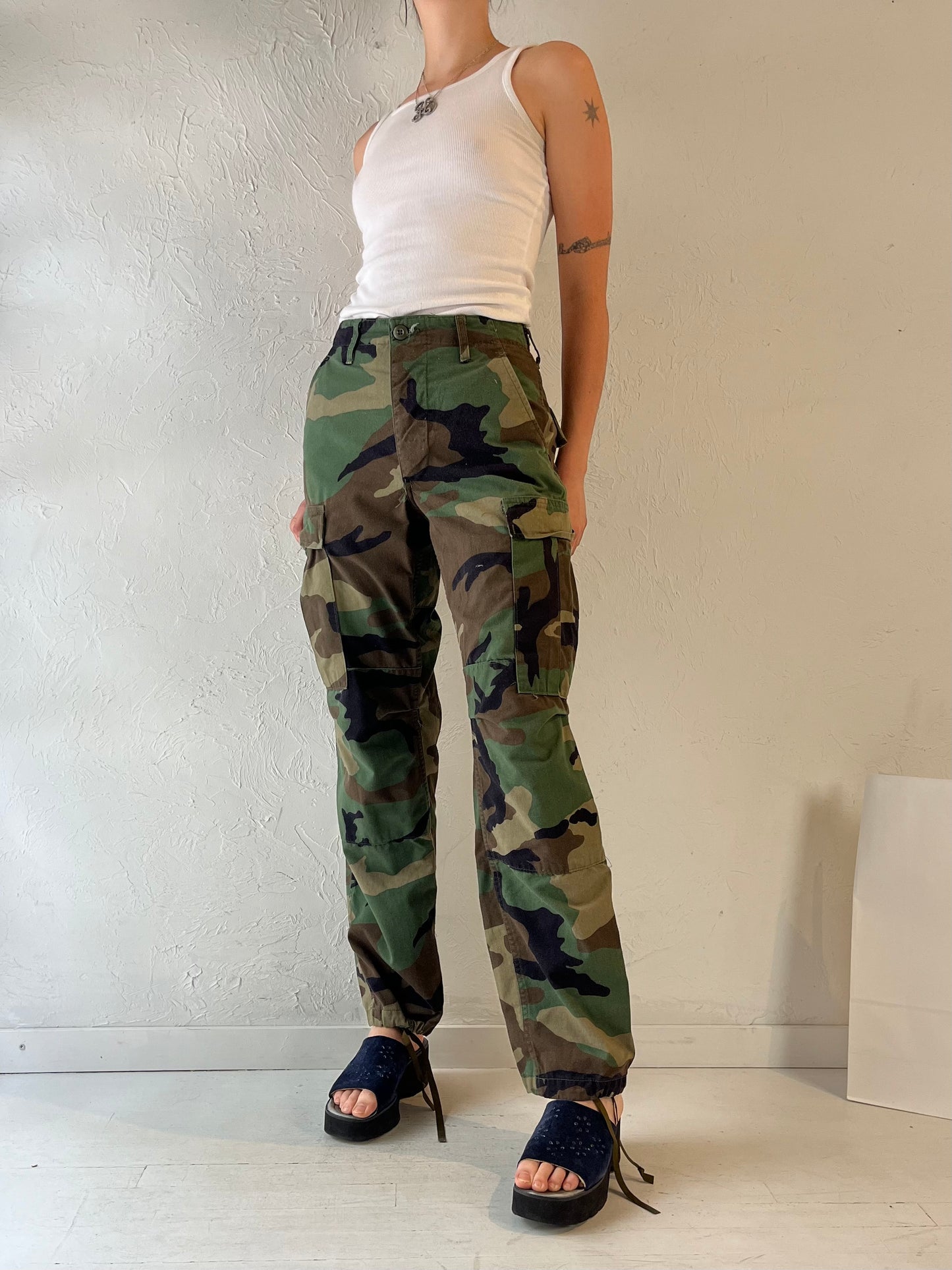 Vintage Authentic Army Camouflage Pants / XS