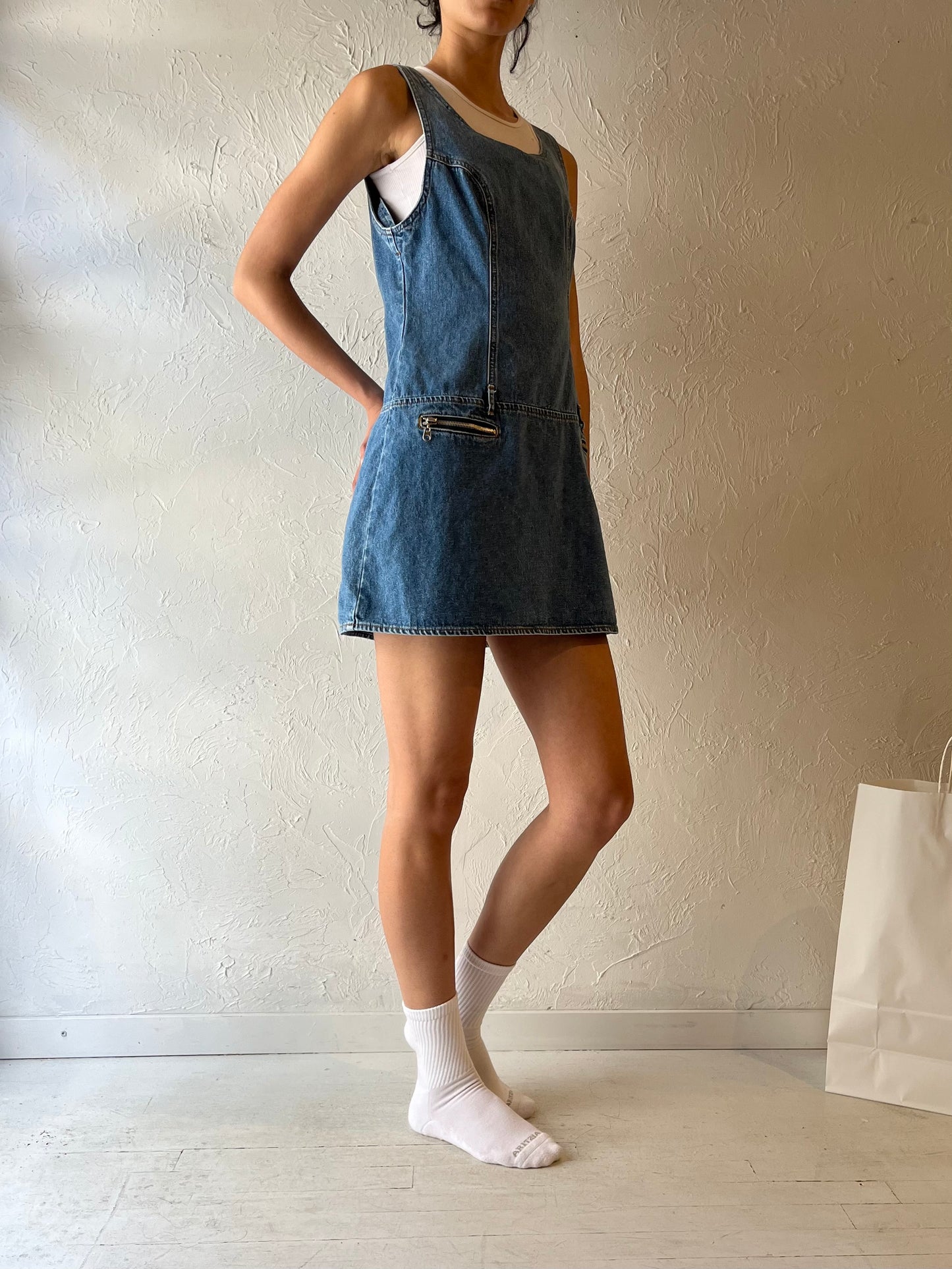 90s ‘Squeeze’ Denim Mini Dress / Small