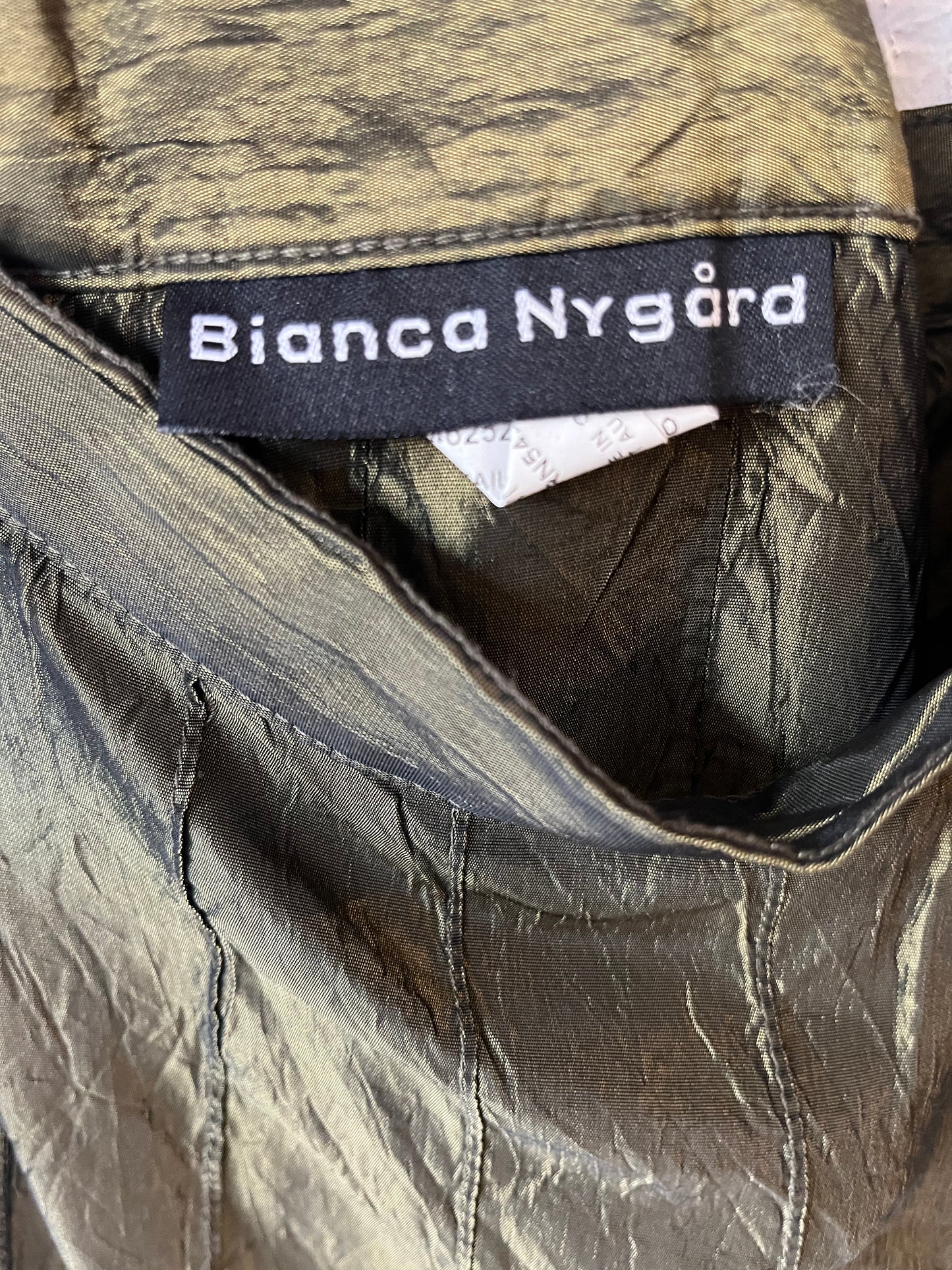 90s 'Bianca Nygard' Metallic Green Dark Academia Gothcore Formal Maxi Skirt / Medium