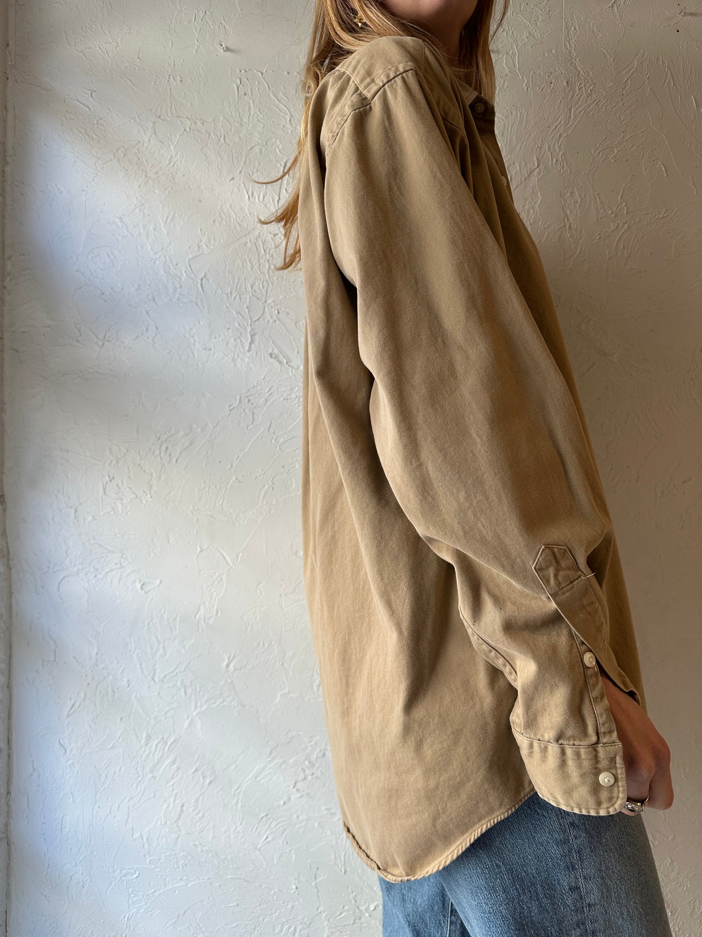 90s ‘Ralph Lauren’ Beige Button Up Shirt / Medium