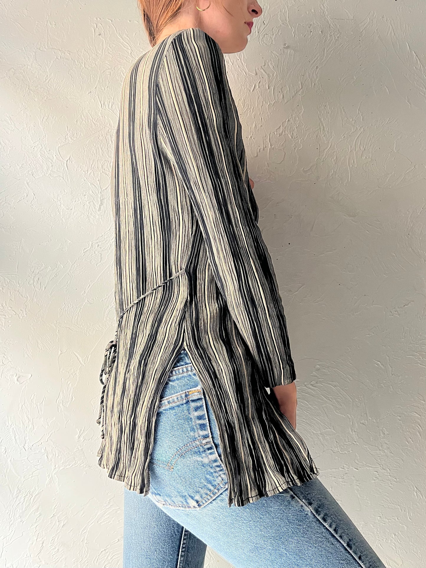 90s 'Amoretti' Striped Long Sleeve Top / Medium