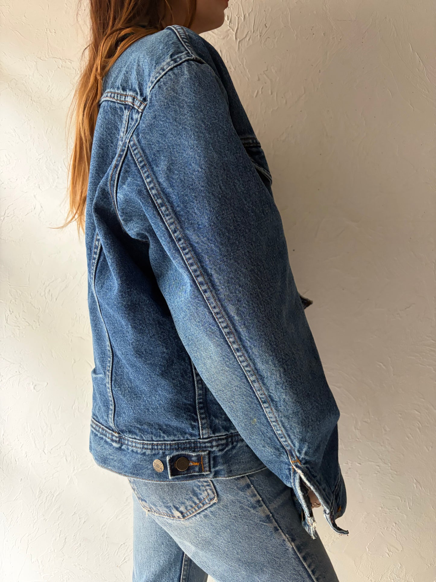 80s 'Mustang Stormrider' Blanket Lined Denim Jacket / Medium