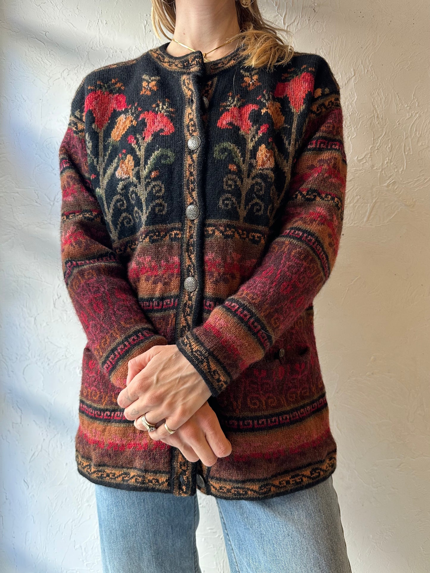 90s 'Coldwater Creek' Lined Wool Cardigan Sweater / Medium