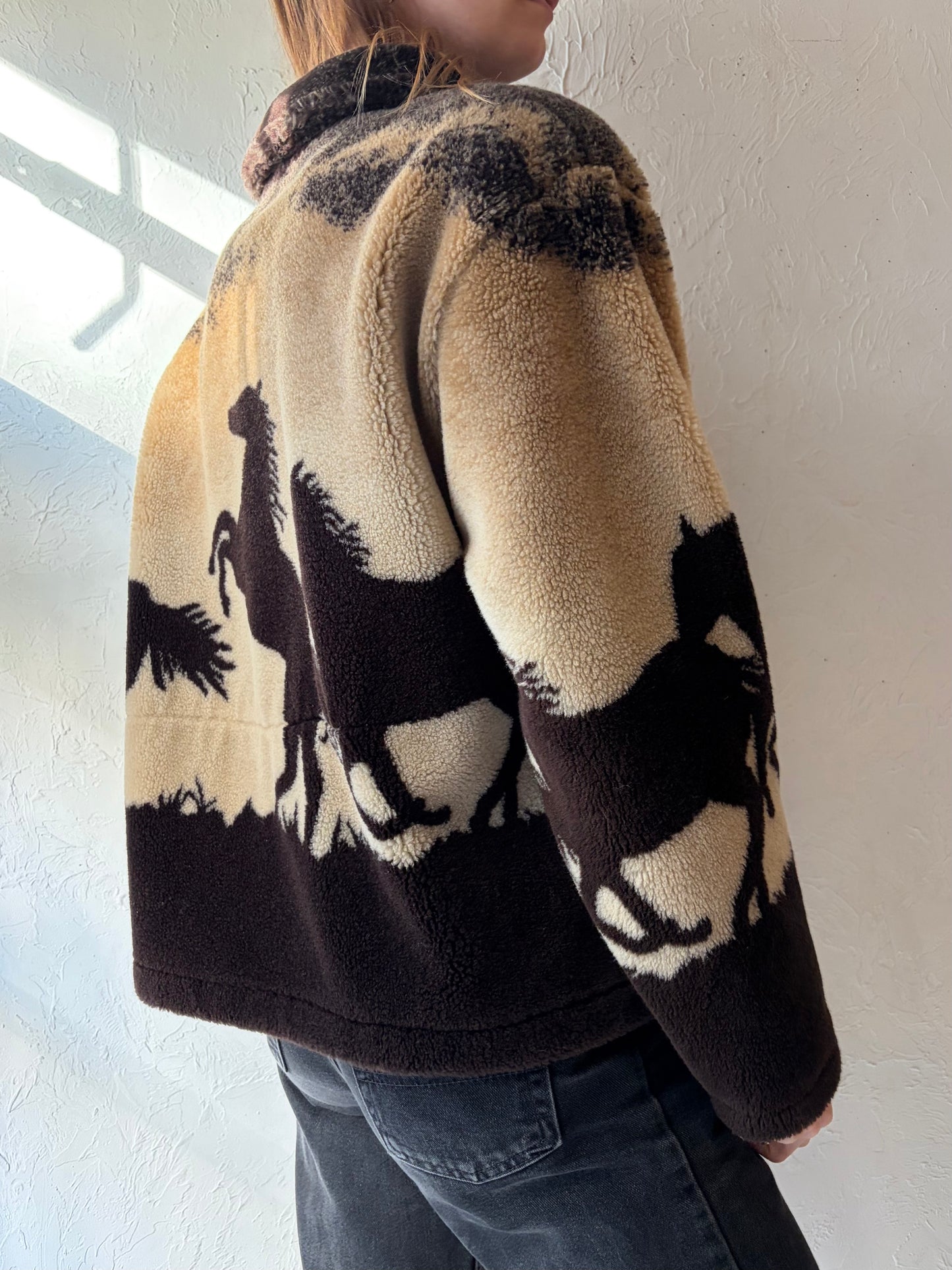 Vintage 'Black Mountain' Horse Fleece Jacket / Large