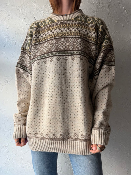 90s 'Tundra' Fair Isle Style Sweater / Large