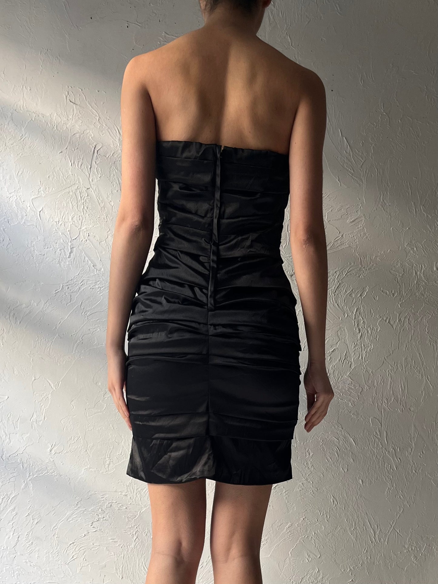 Y2k 'Le Chateau' Black Formal Mini Party Dress / Vintage 2000s Cocktail Dress /Small